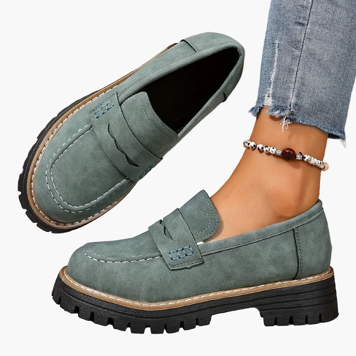Mocassins décontractés pour femme style penny loafers semelle épaisse - Image 10