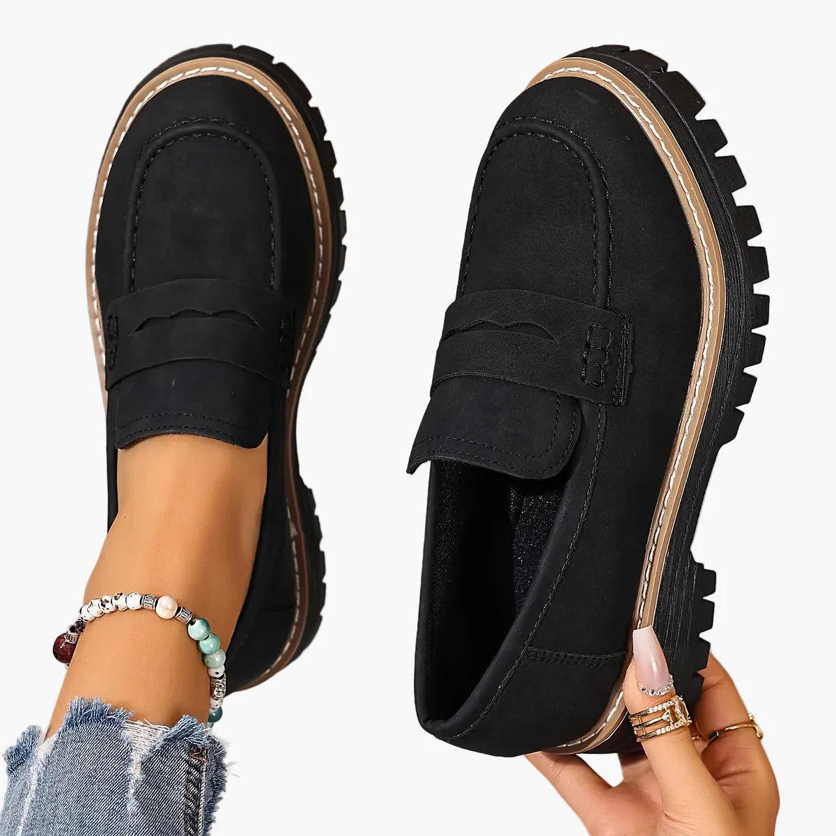 Mocassins décontractés pour femme style penny loafers semelle épaisse - Image 13