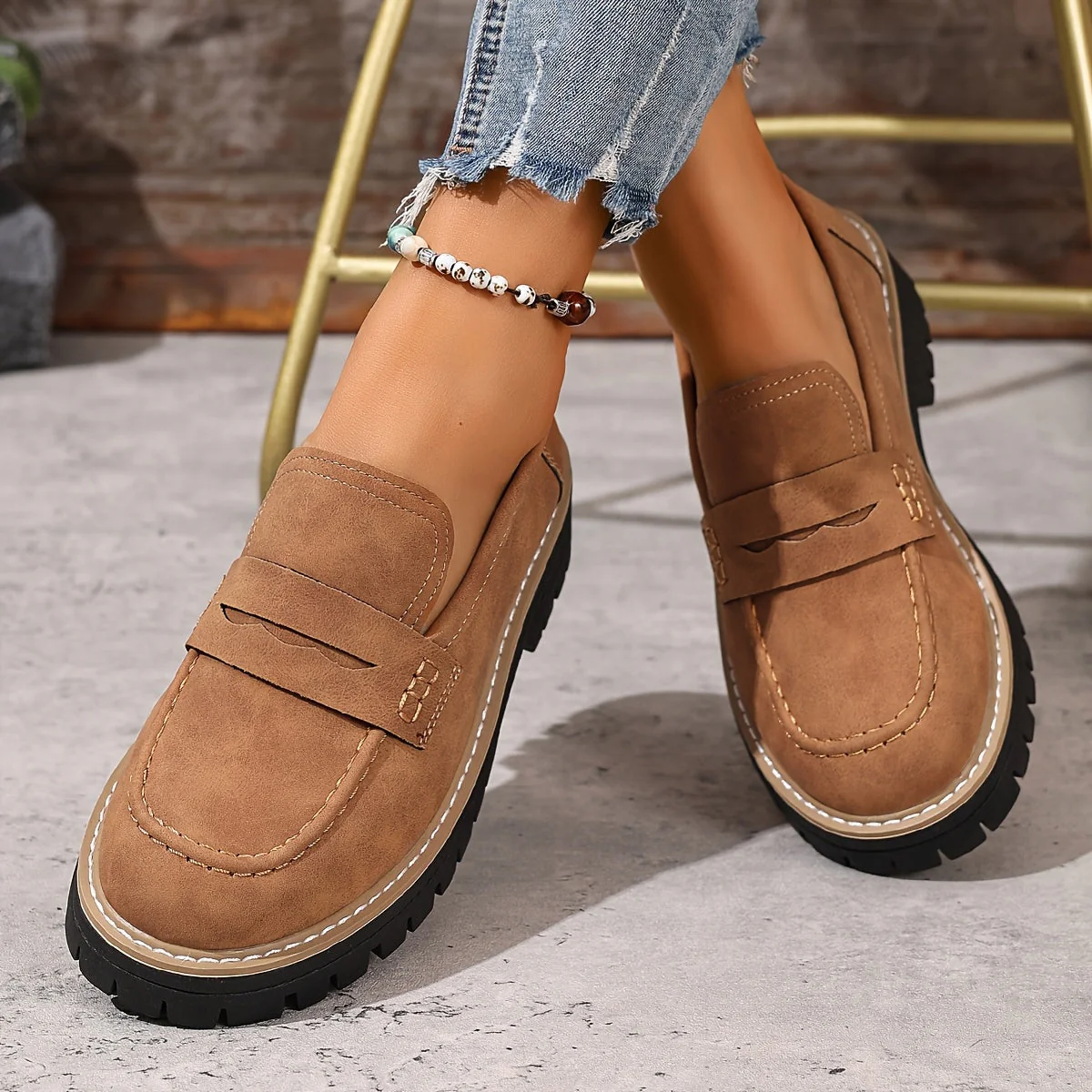 Mocassins décontractés pour femme style penny loafers semelle épaisse - Image 4