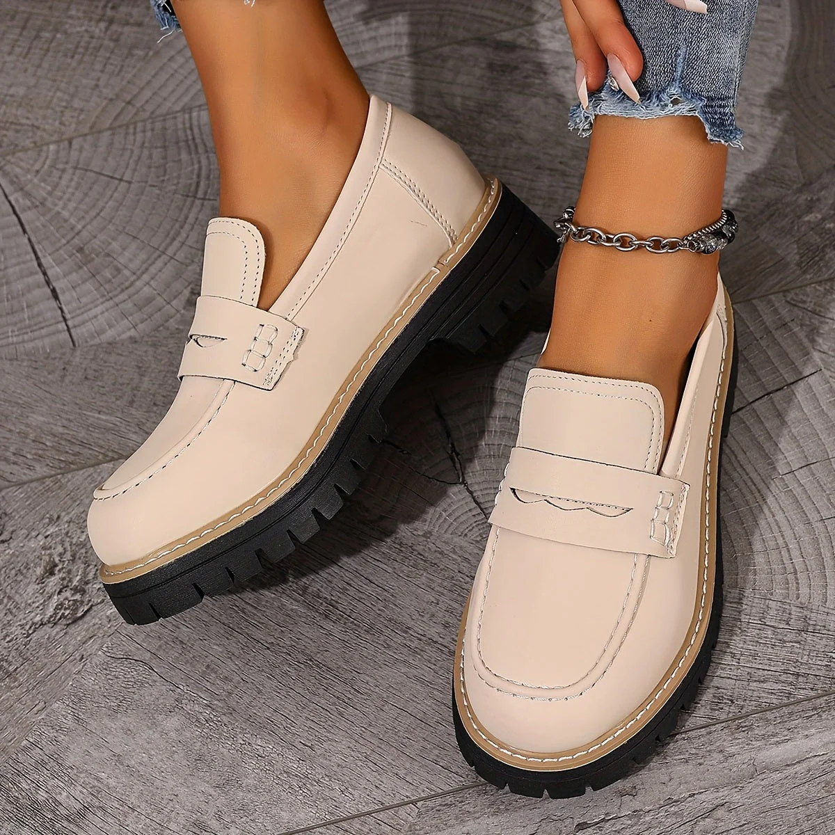 Mocassins décontractés pour femme style penny loafers semelle épaisse - Image 6