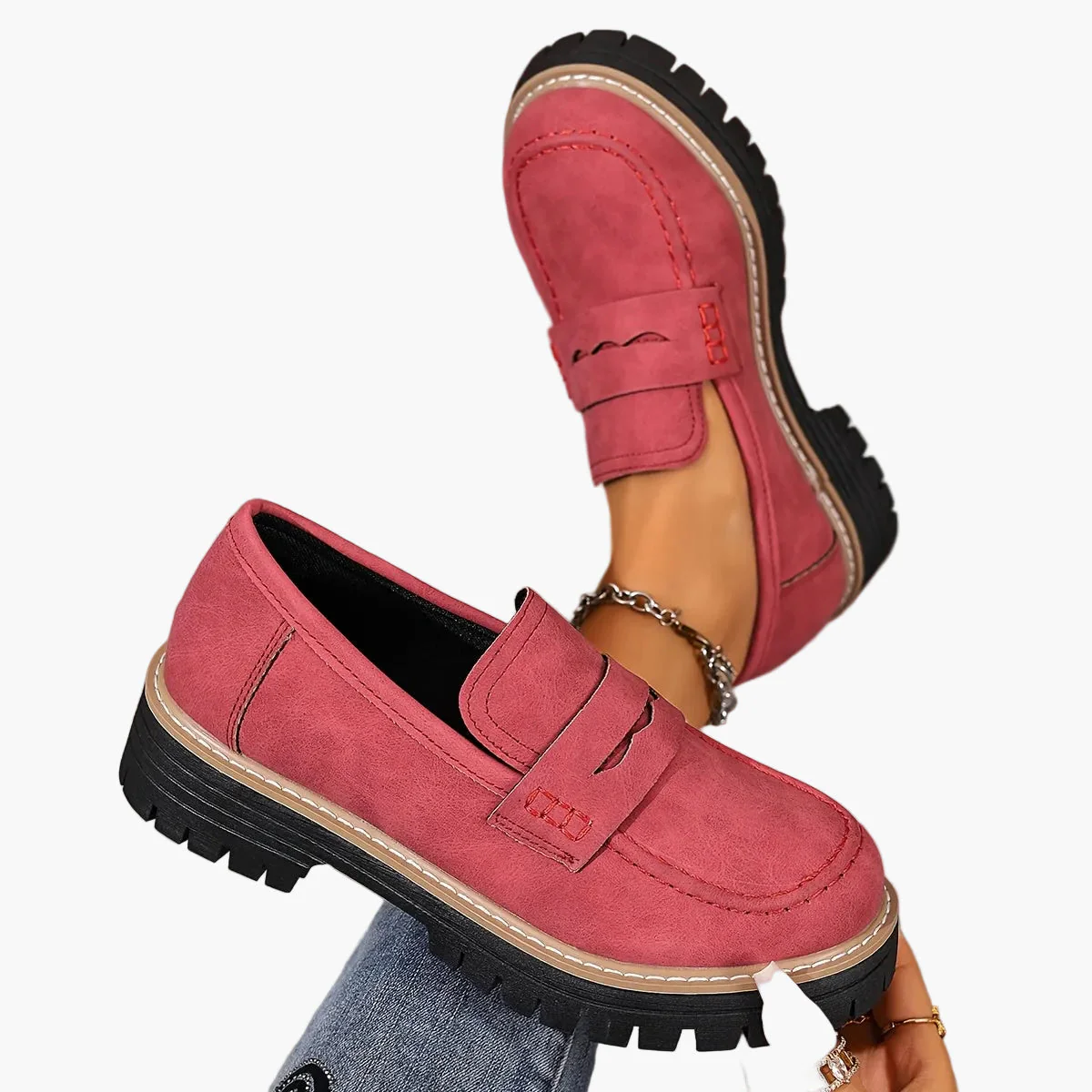 Mocassins décontractés pour femme style penny loafers semelle épaisse - Image 8