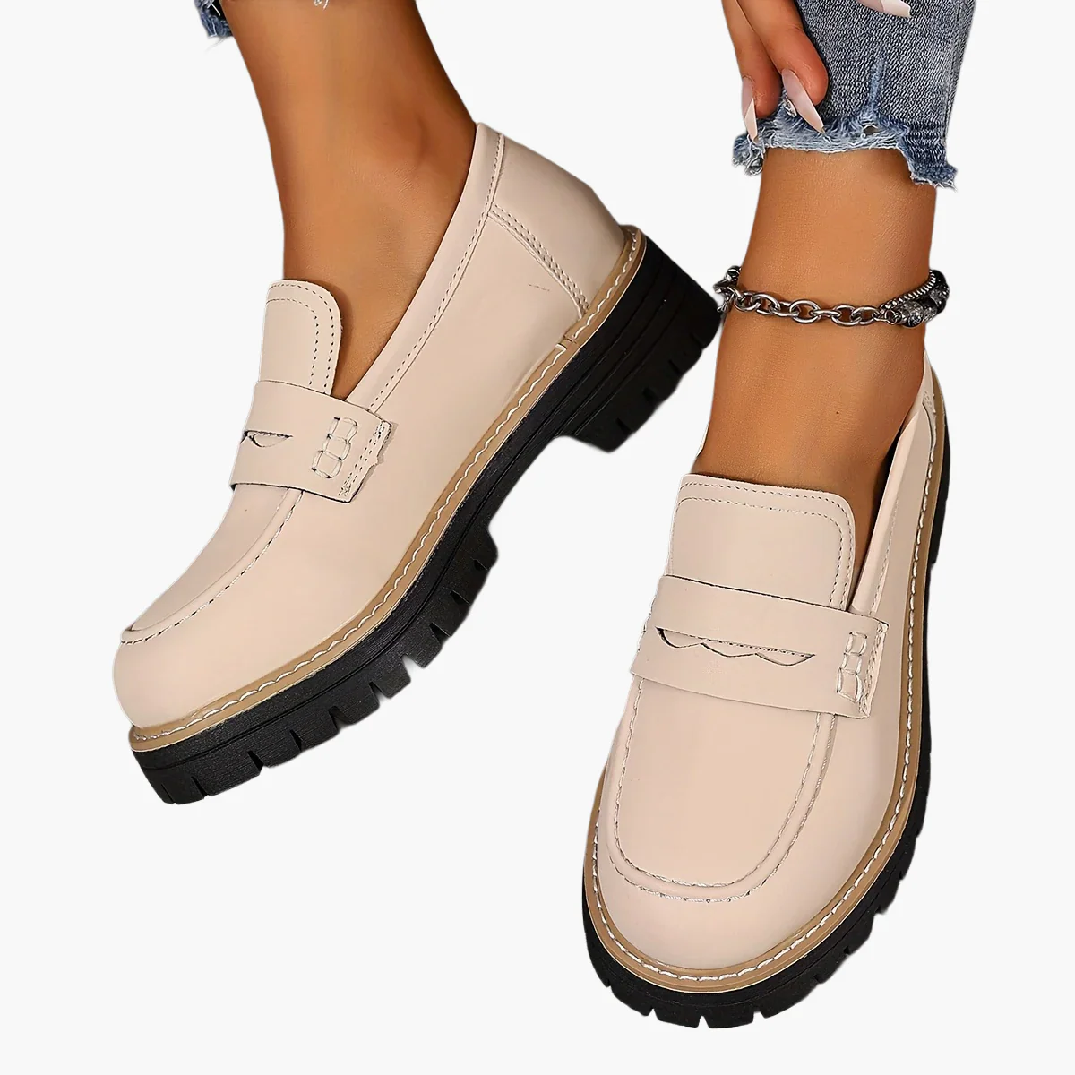 Mocassins décontractés pour femme style penny loafers semelle épaisse - Image 9