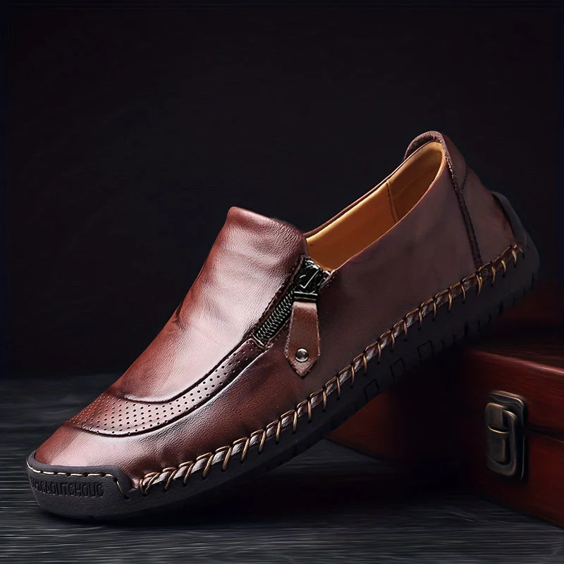 Mocassins décontractés vintage pour homme à fermeture éclair – Style urbain pour usage quotidien ou soirée - Image 2