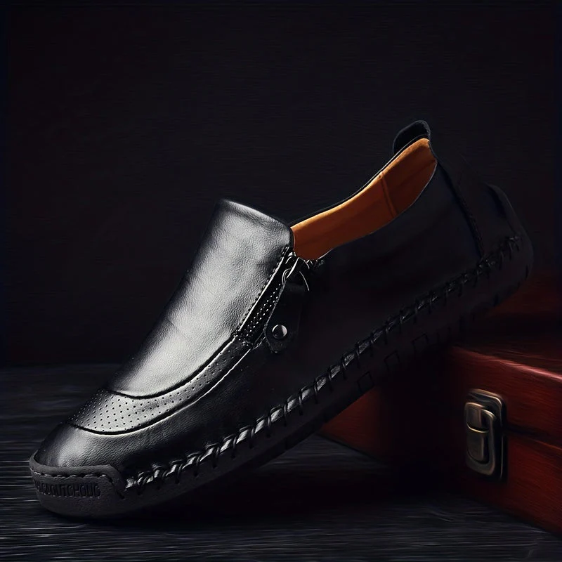 Mocassins décontractés vintage pour homme à fermeture éclair – Style urbain pour usage quotidien ou soirée - Image 3