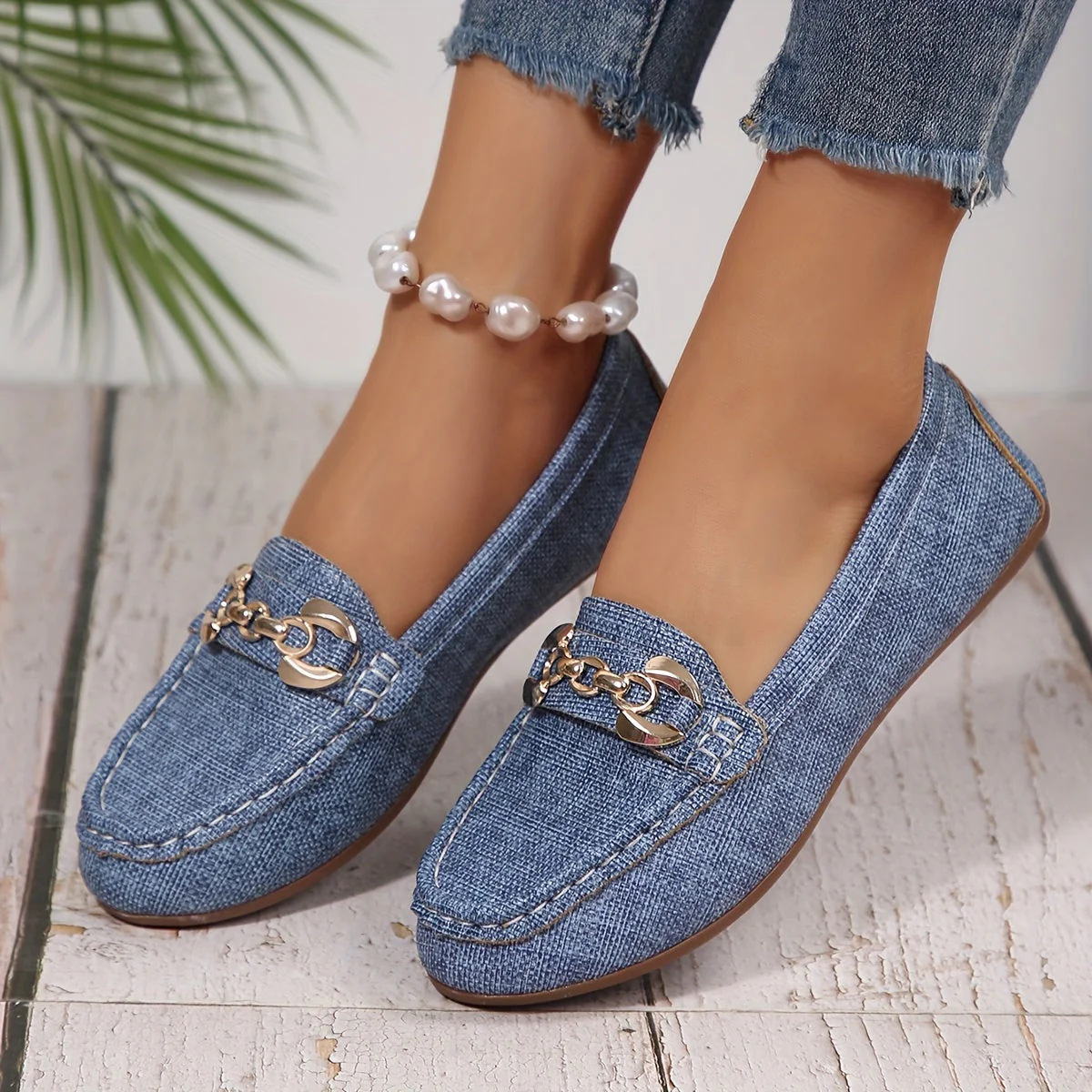 Mocassins Femme Élégants Style Décontracté avec Chaîne Décorative – Idéal Quotidien et Ville - Image 2