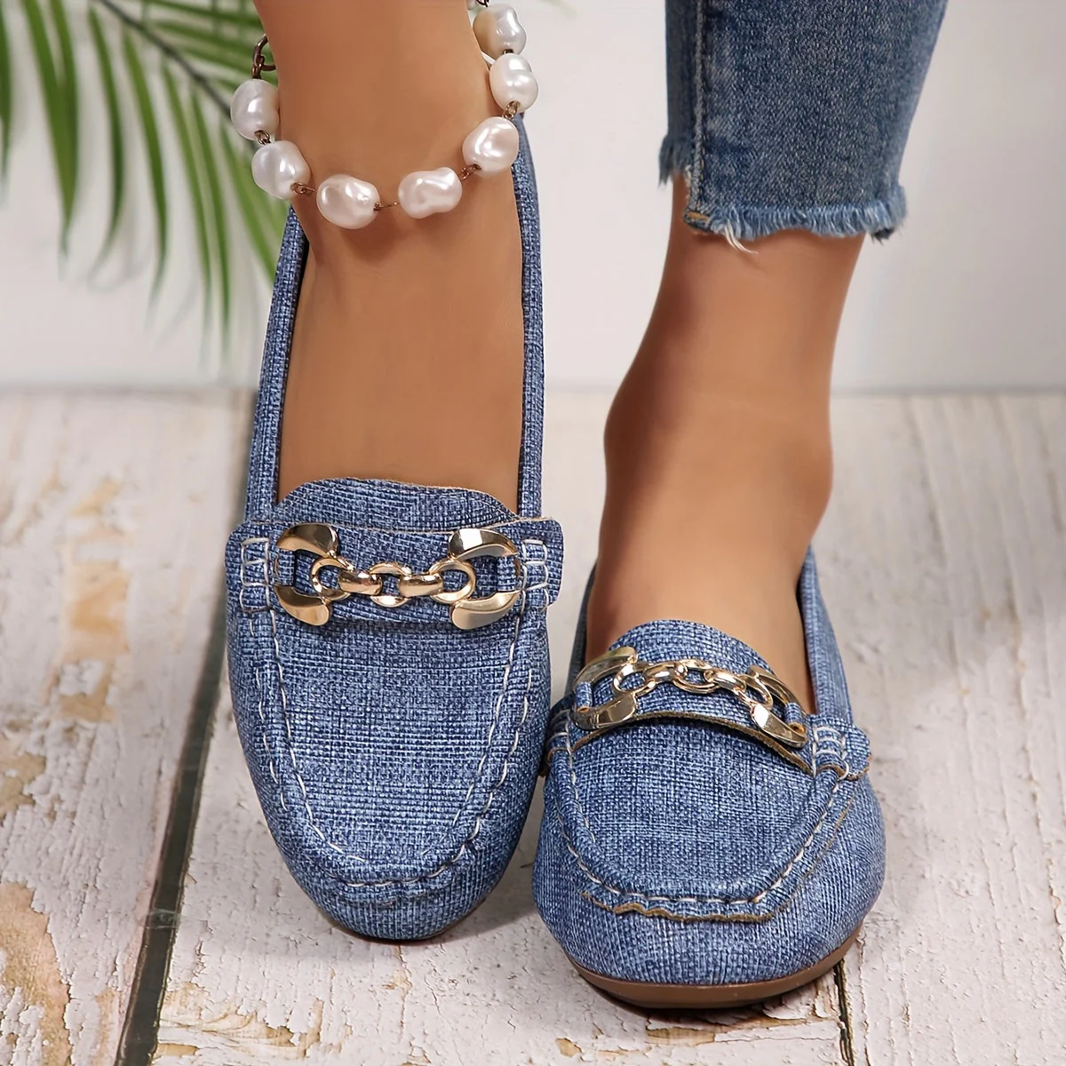 Mocassins Femme Élégants Style Décontracté avec Chaîne Décorative – Idéal Quotidien et Ville - Image 6