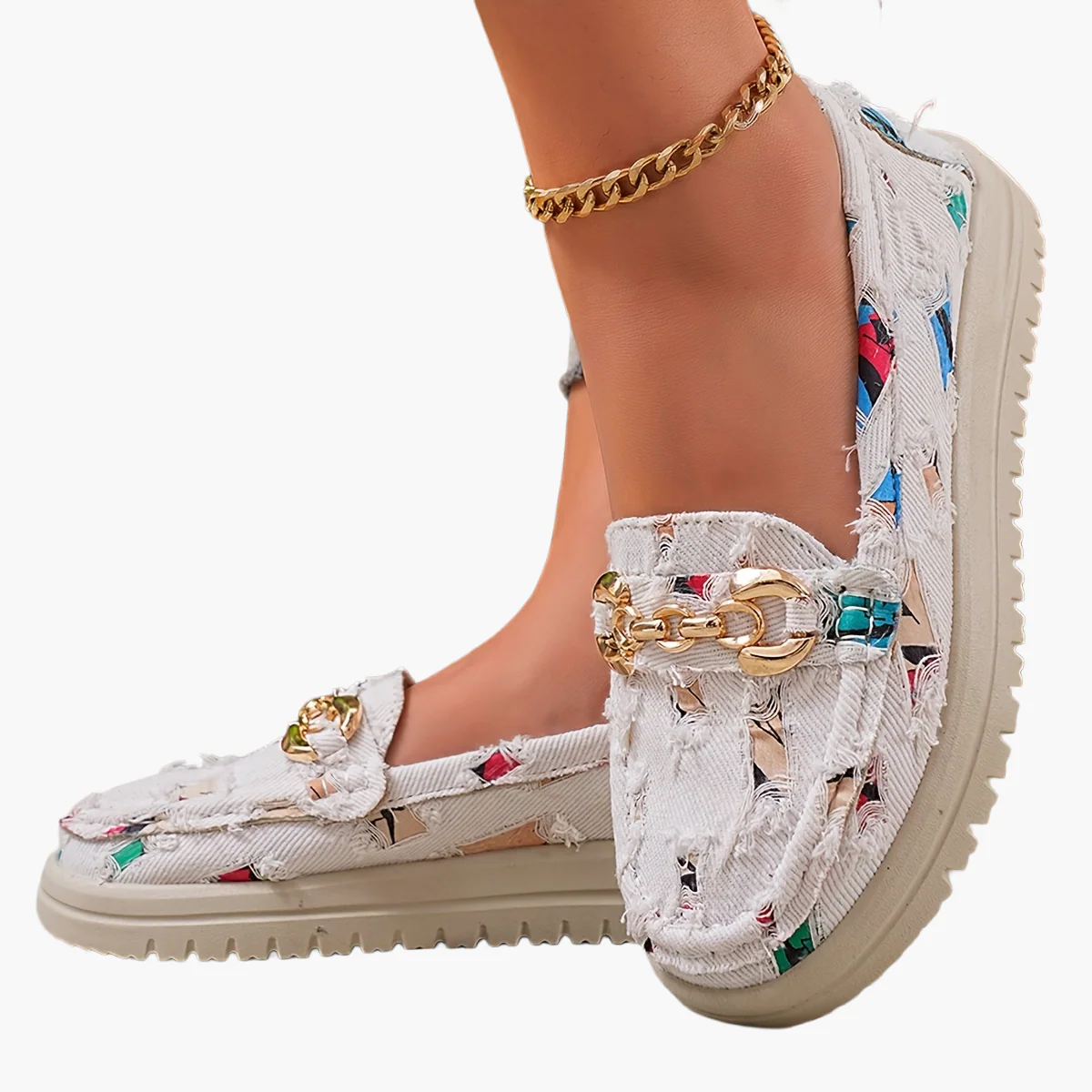 Mocassins Femme Style Décontracté Chic à Enfiler avec Chaîne Décorative – Mode Printemps - Image 5