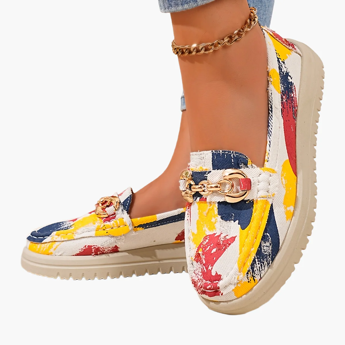Mocassins Femme Style Décontracté Chic à Enfiler avec Chaîne Décorative – Mode Printemps - Image 6