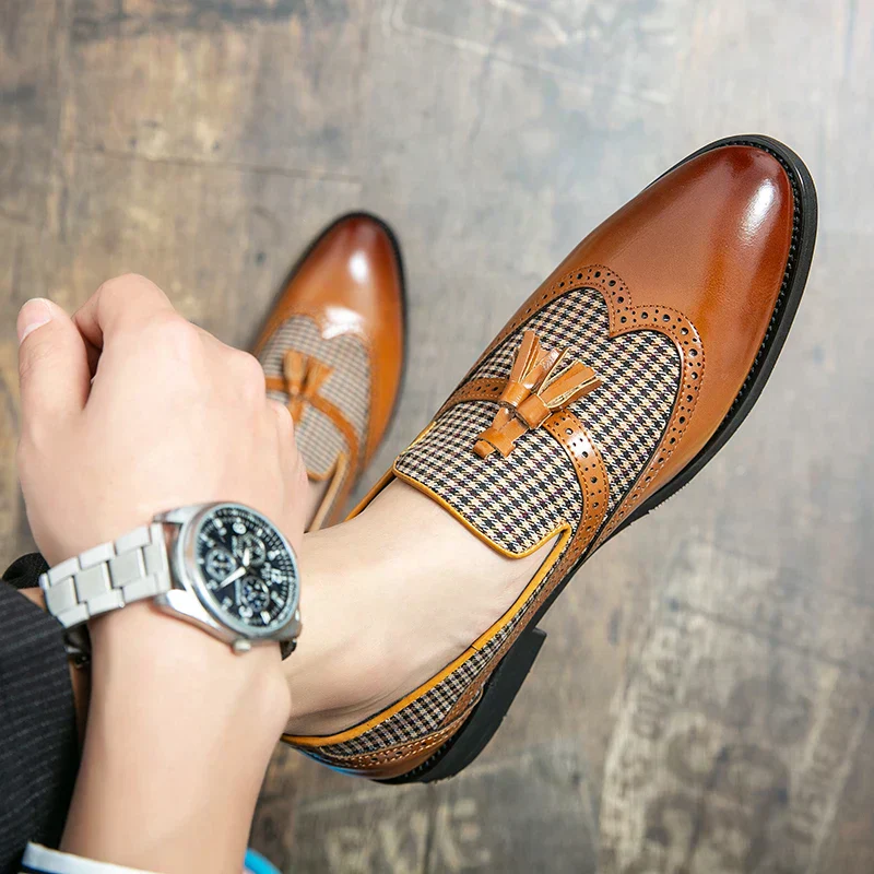 Mocassins habillés pour homme style rétro chic avec pampilles - Idéal pour bureau et occasions spéciales - Image 2