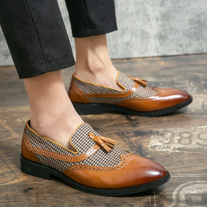 Mocassins habillés pour homme style rétro chic avec pampilles - Idéal pour bureau et occasions spéciales - Image 3
