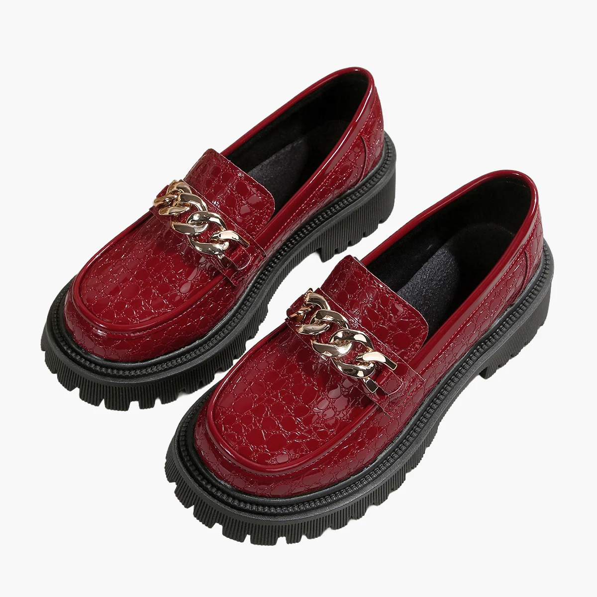 Mocassins à plateforme pour femme style urbain avec chaîne décorative, confort quotidien - Image 8