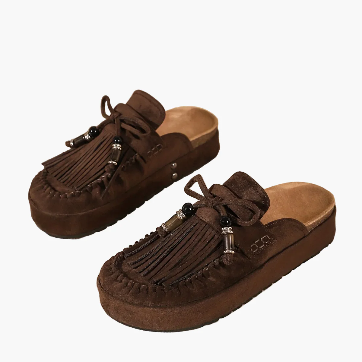 Mules Femme Style Bohème à Franges et Perles – Sandales Confort Été Mode Décontractée - Image 12