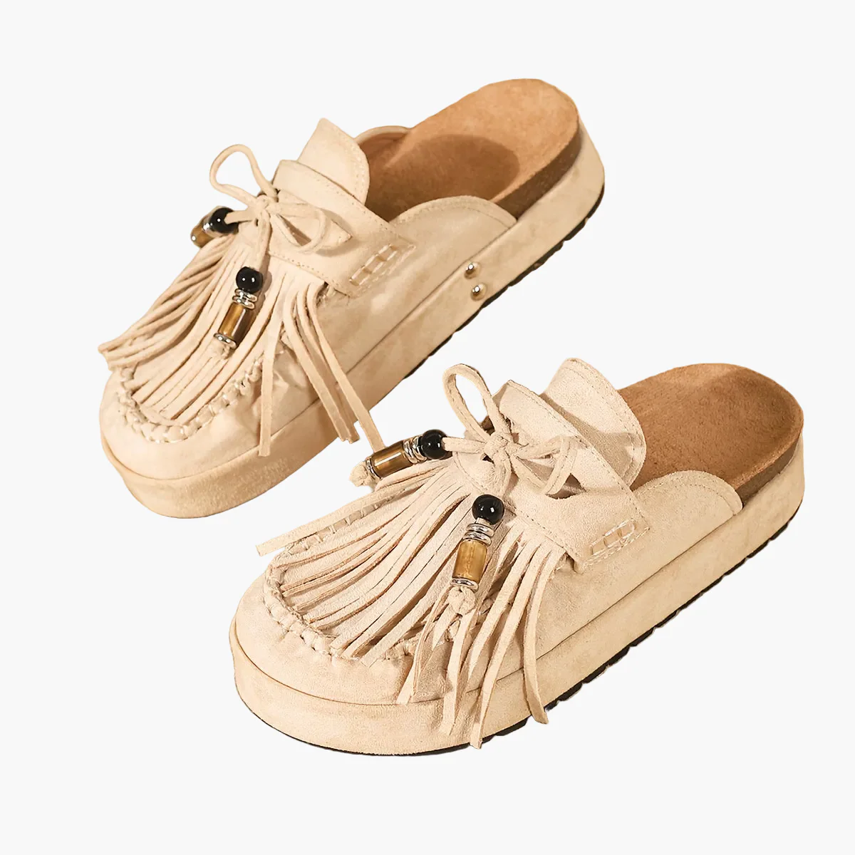 Mules Femme Style Bohème à Franges et Perles – Sandales Confort Été Mode Décontractée - Image 13