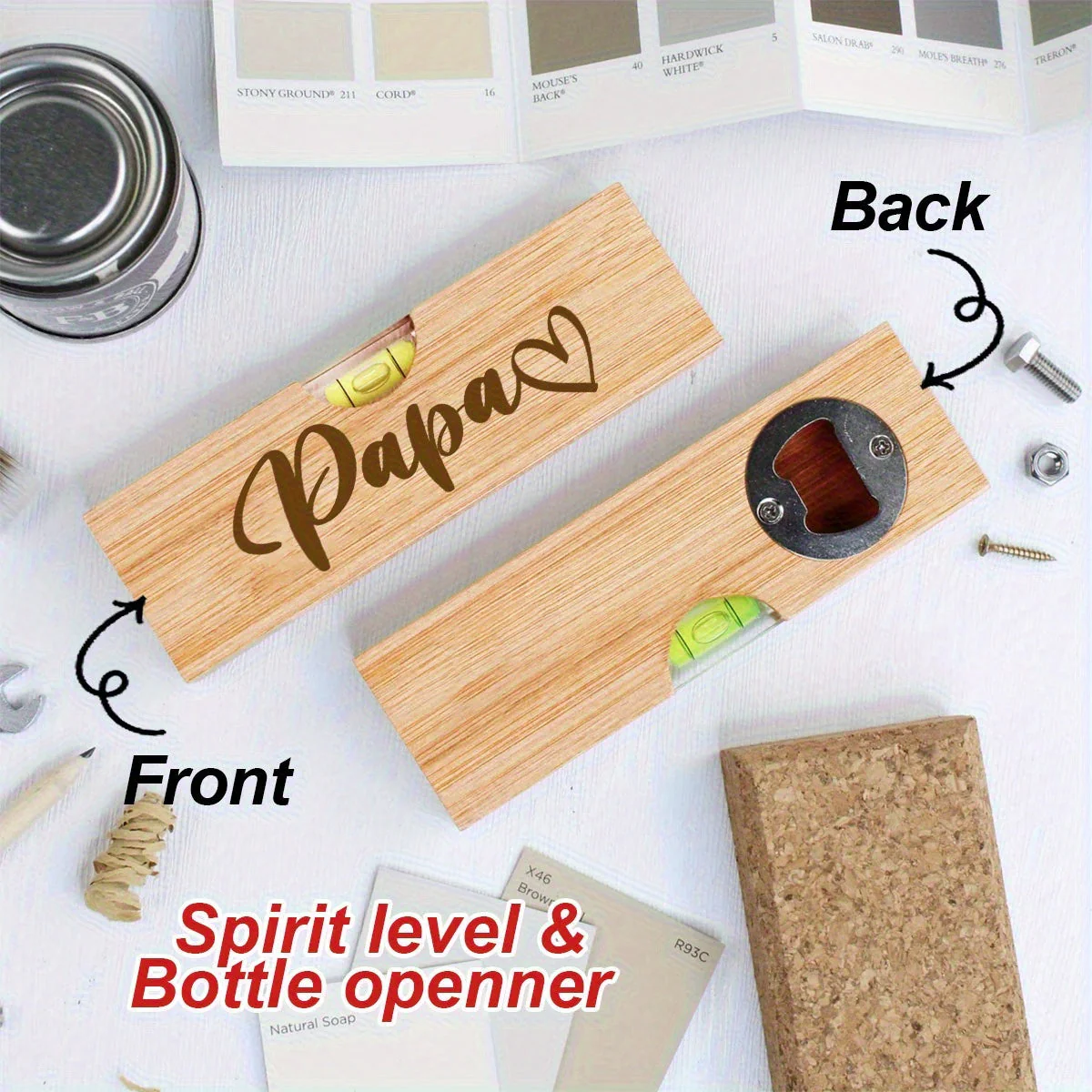 Niveau à bulle et décapsuleur personnalisé pour homme – Style atelier et cadeau pour Papa - Image 3