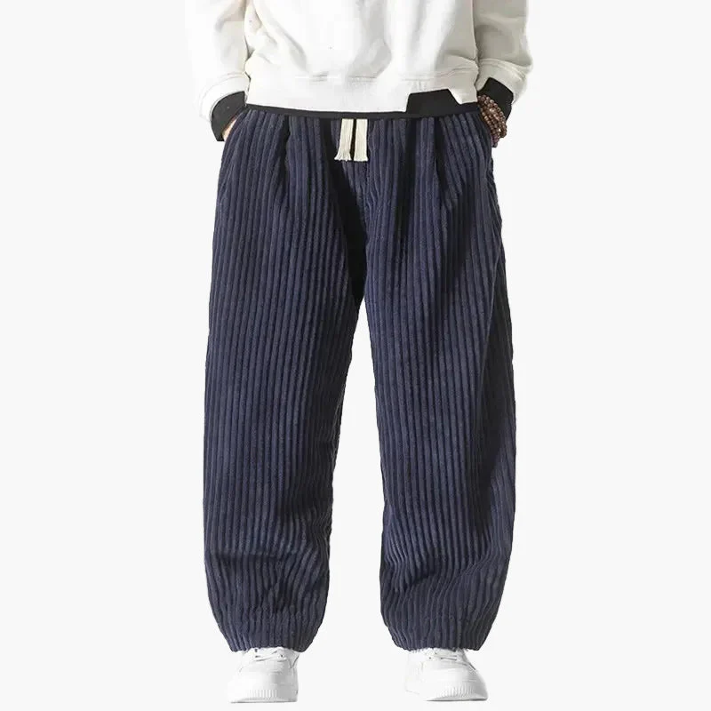 Pantalon ample homme style streetwear décontracté à côtes pour loisirs ou détente - Image 6