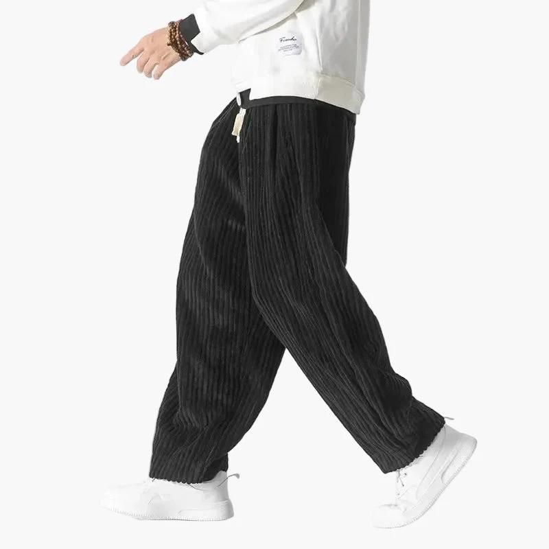 Pantalon ample homme style streetwear décontracté à côtes pour loisirs ou détente - Image 8