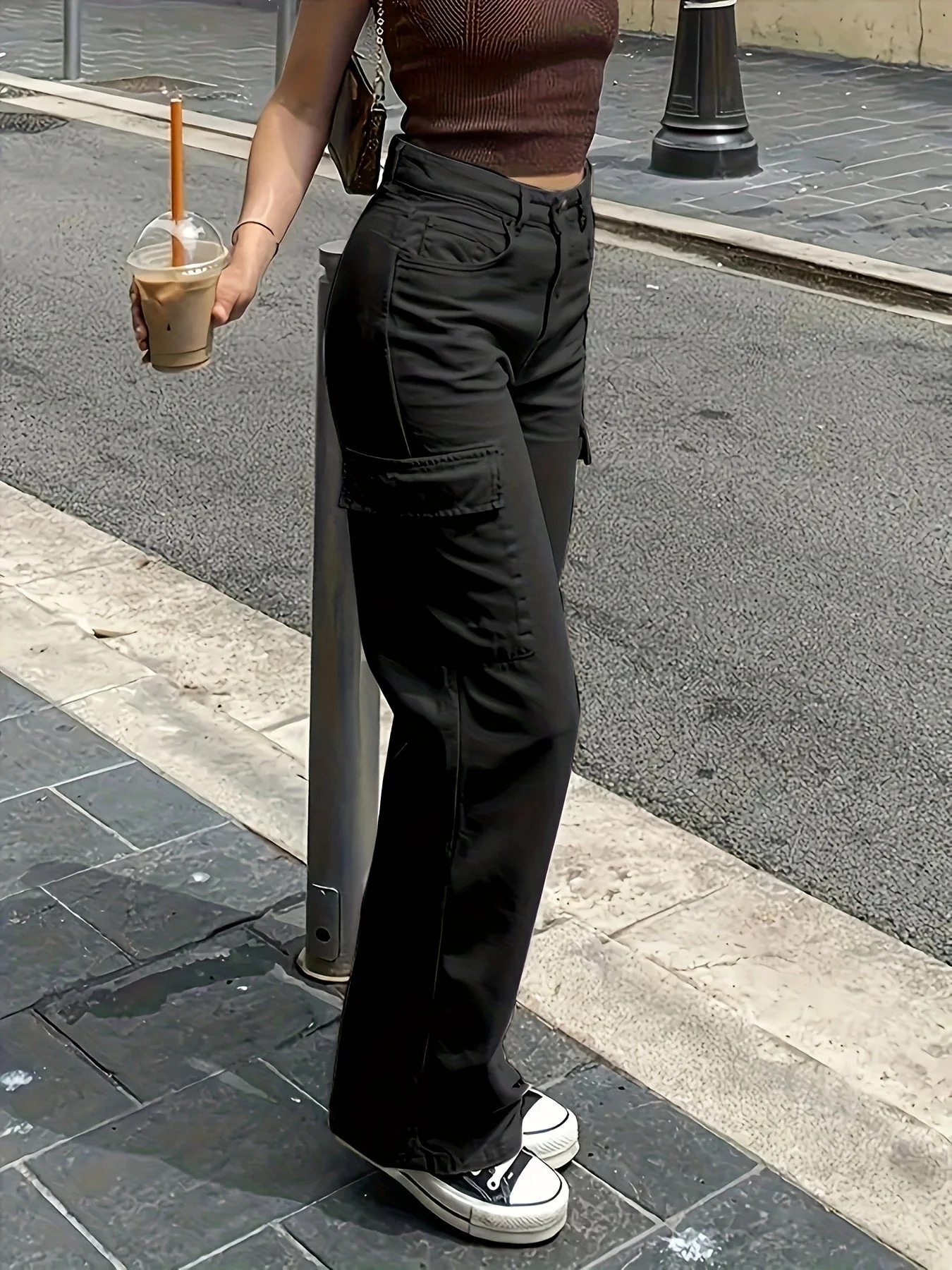 Pantalon cargo large pour femme style urbain et décontracté - Image 10