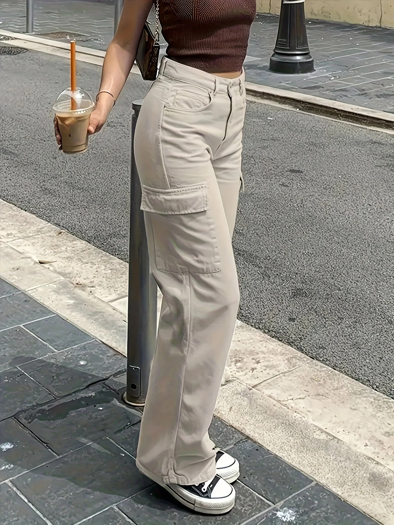 Pantalon cargo large pour femme style urbain et décontracté - Image 6