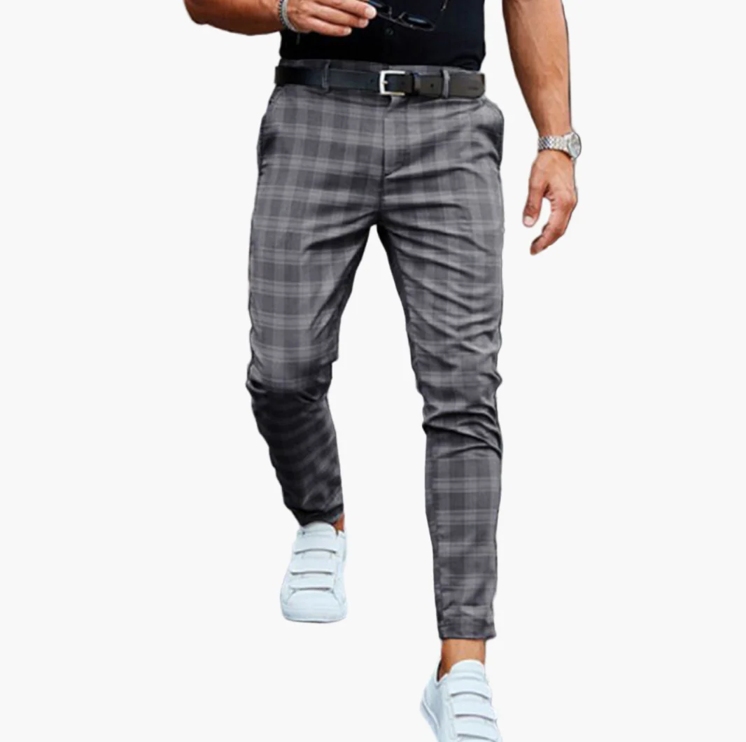 Pantalon chino à carreaux style slim pour homme – Élégance urbaine et confort quotidien - Image 2