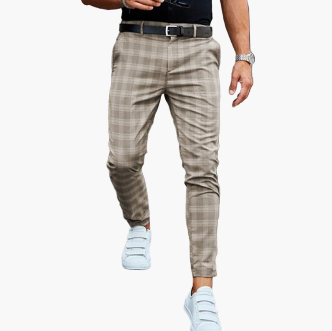 Pantalon chino à carreaux style slim pour homme – Élégance urbaine et confort quotidien - Image 3