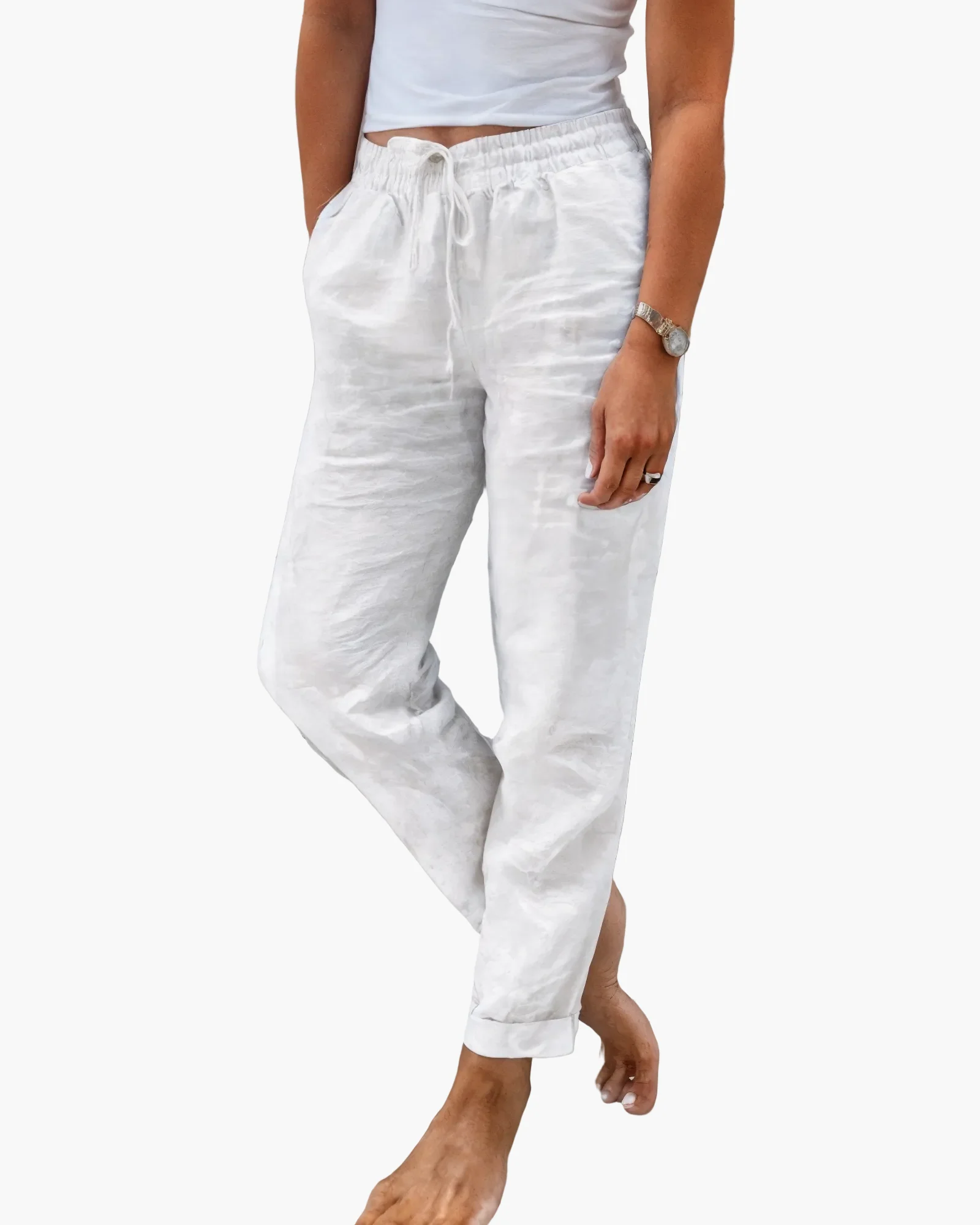 Pantalon Décontracté Chic Femme Style Estival et Polyvalent - Image 3