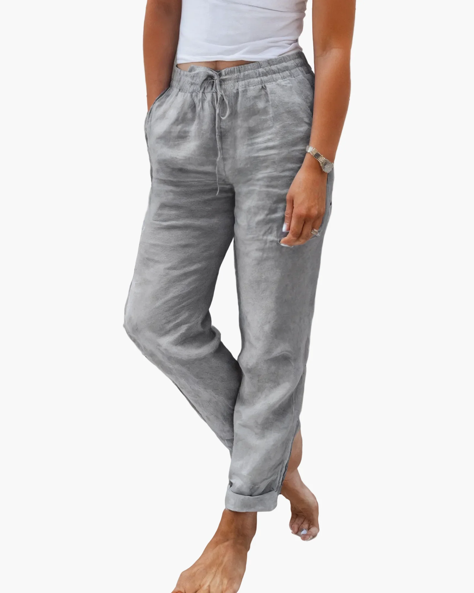 Pantalon Décontracté Chic Femme Style Estival et Polyvalent - Image 4