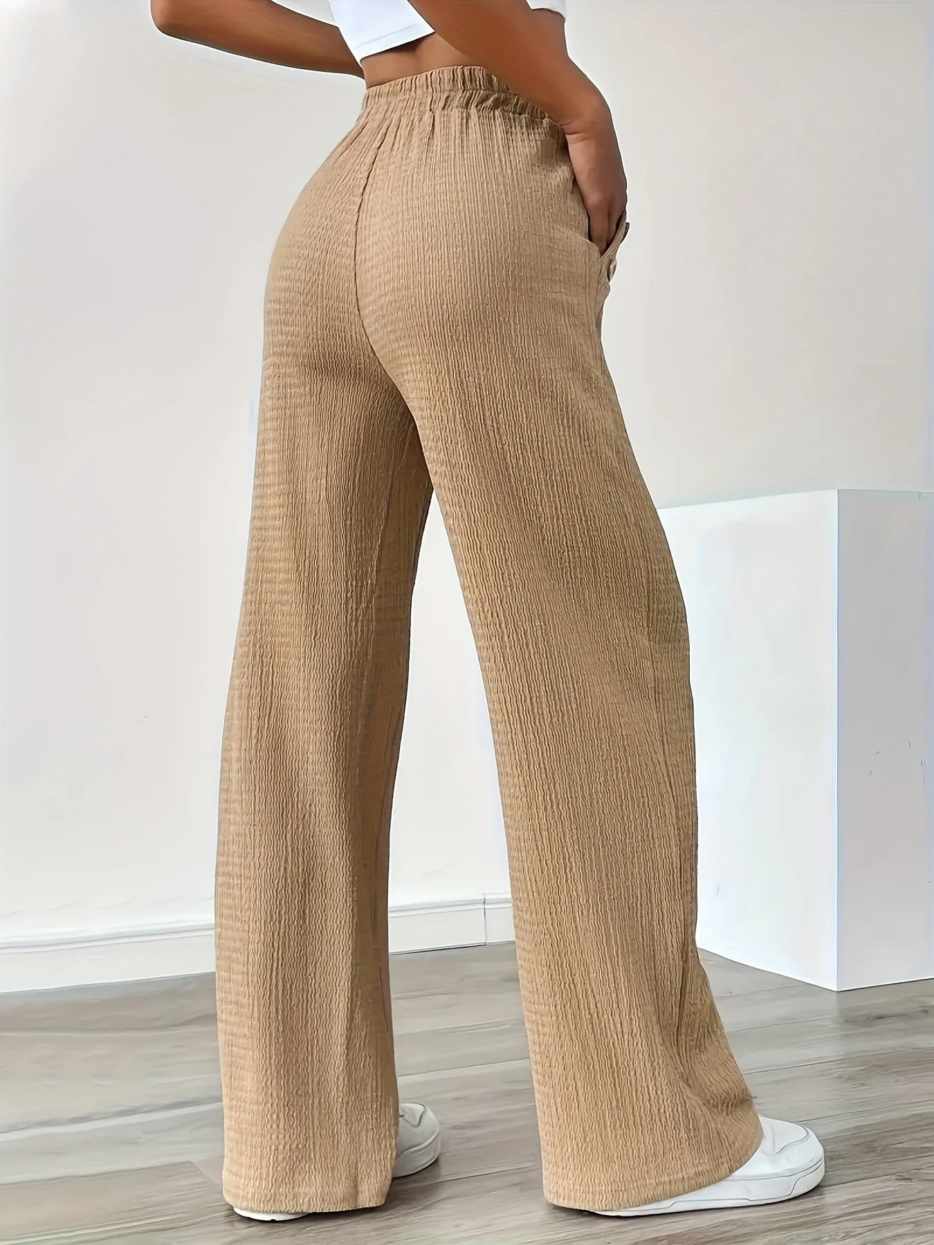 Pantalon décontracté droit taille haute pour femme - Style urbain chic et confortable - Image 4