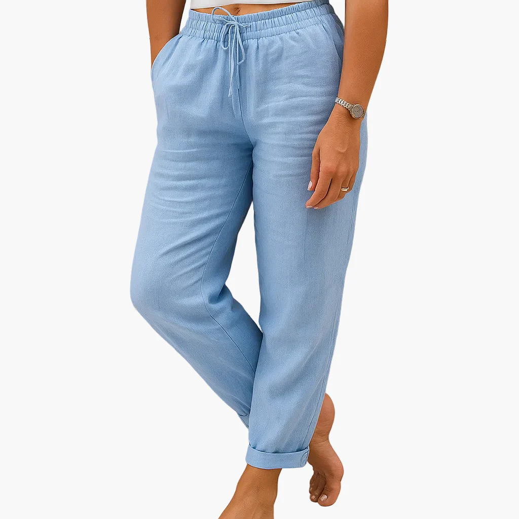 Pantalon décontracté femme taille élastique style détente pour loisirs ou vacances - Image 3