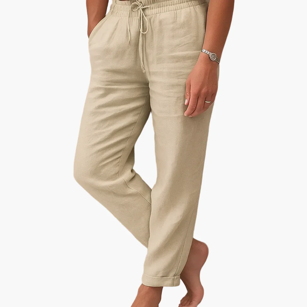 Pantalon décontracté femme taille élastique style détente pour loisirs ou vacances - Image 4