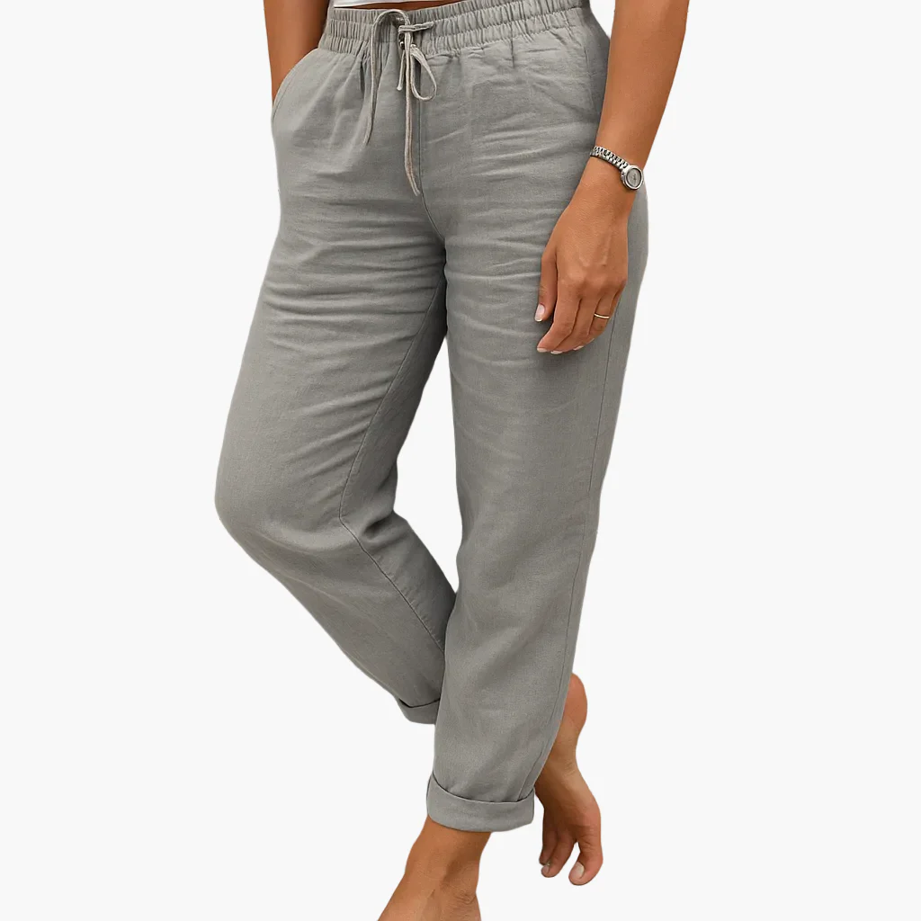 Pantalon décontracté femme taille élastique style détente pour loisirs ou vacances - Image 5