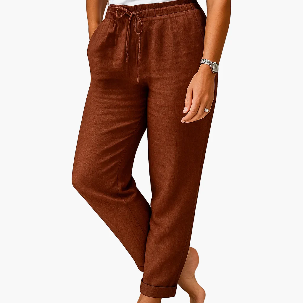 Pantalon décontracté femme taille élastique style détente pour loisirs ou vacances - Image 7