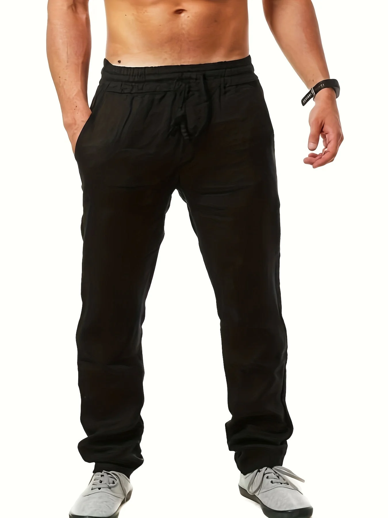 Pantalon décontracté homme style jogging à jambes droites pour l'été - Image 2
