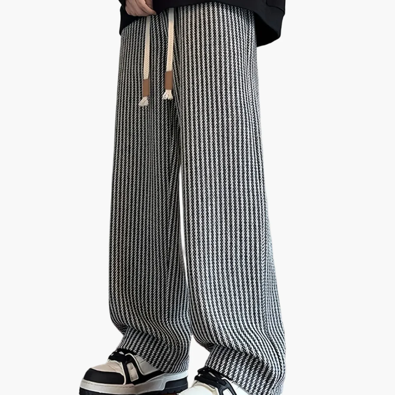 Pantalon décontracté à jambes droites pour homme style streetwear avec motif chevrons - Image 11