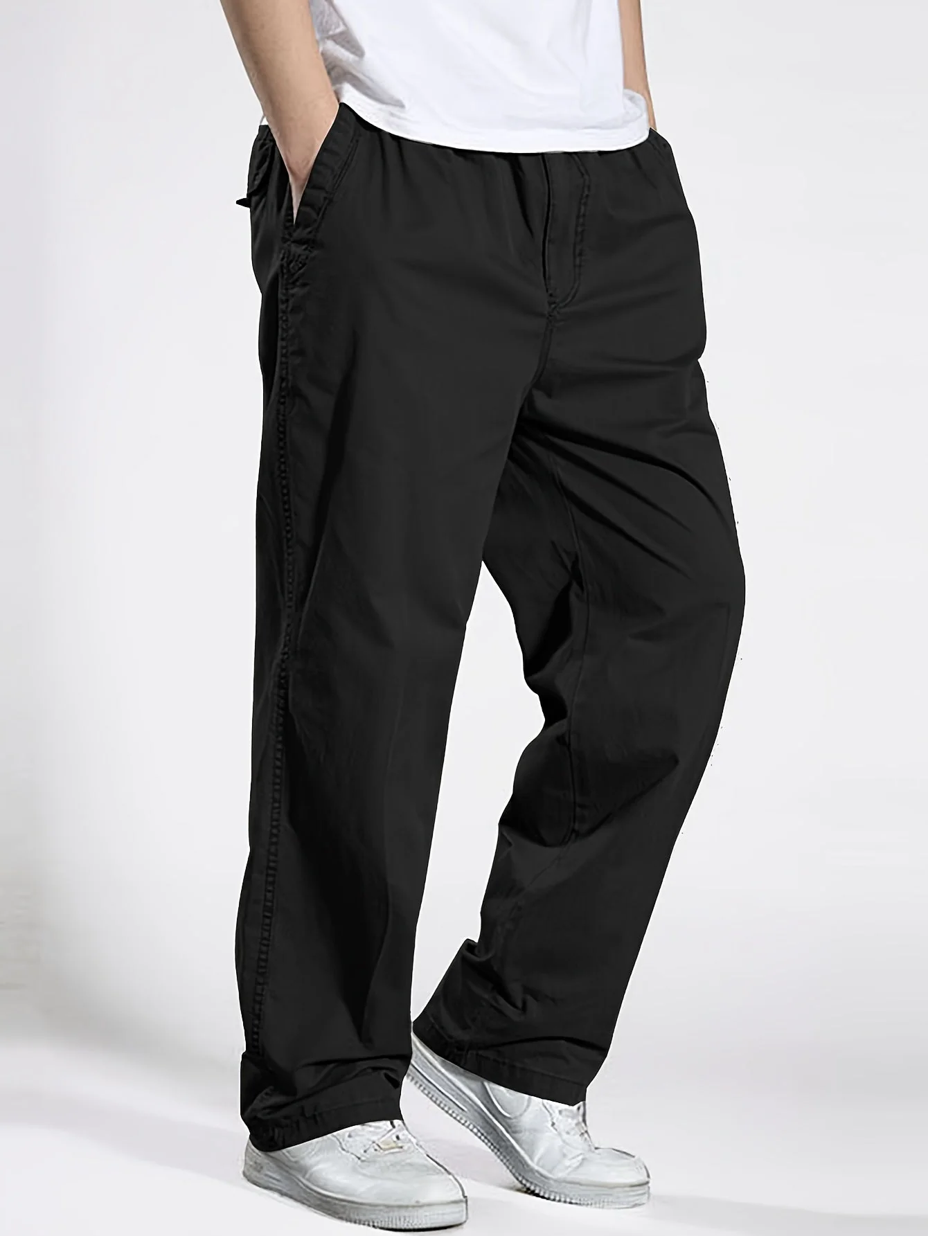Pantalon décontracté à taille élastique homme, coupe ample, idéal pour loisirs et détente - Image 10