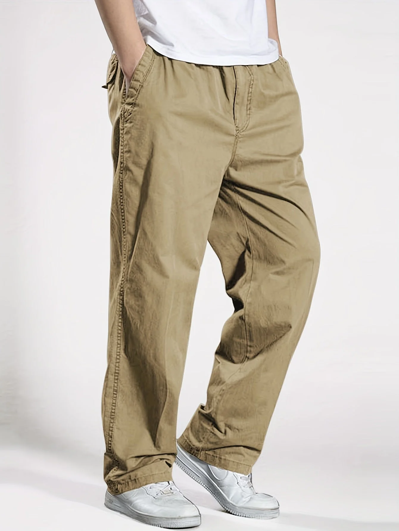 Pantalon décontracté à taille élastique homme, coupe ample, idéal pour loisirs et détente - Image 11