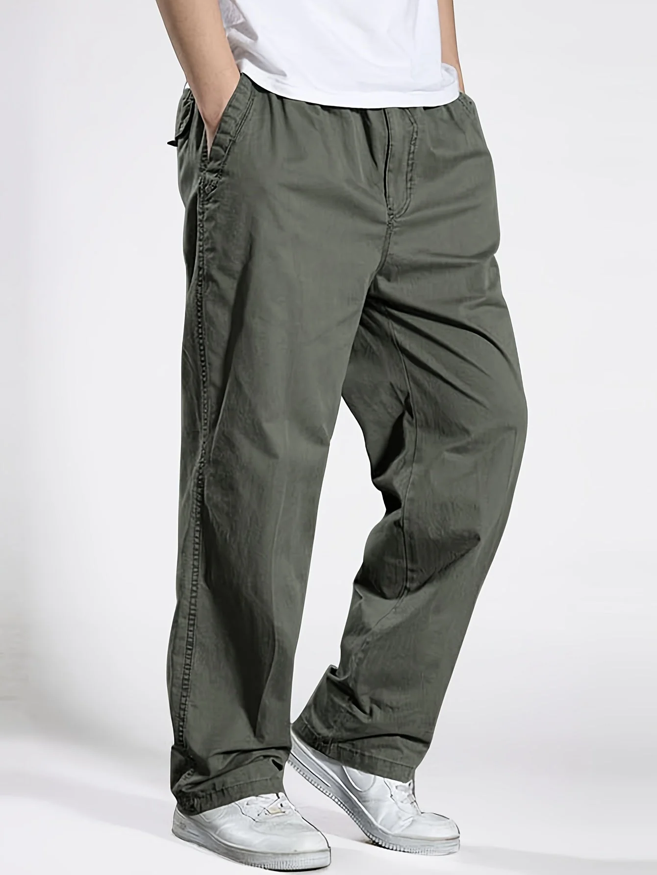 Pantalon décontracté à taille élastique homme, coupe ample, idéal pour loisirs et détente - Image 7