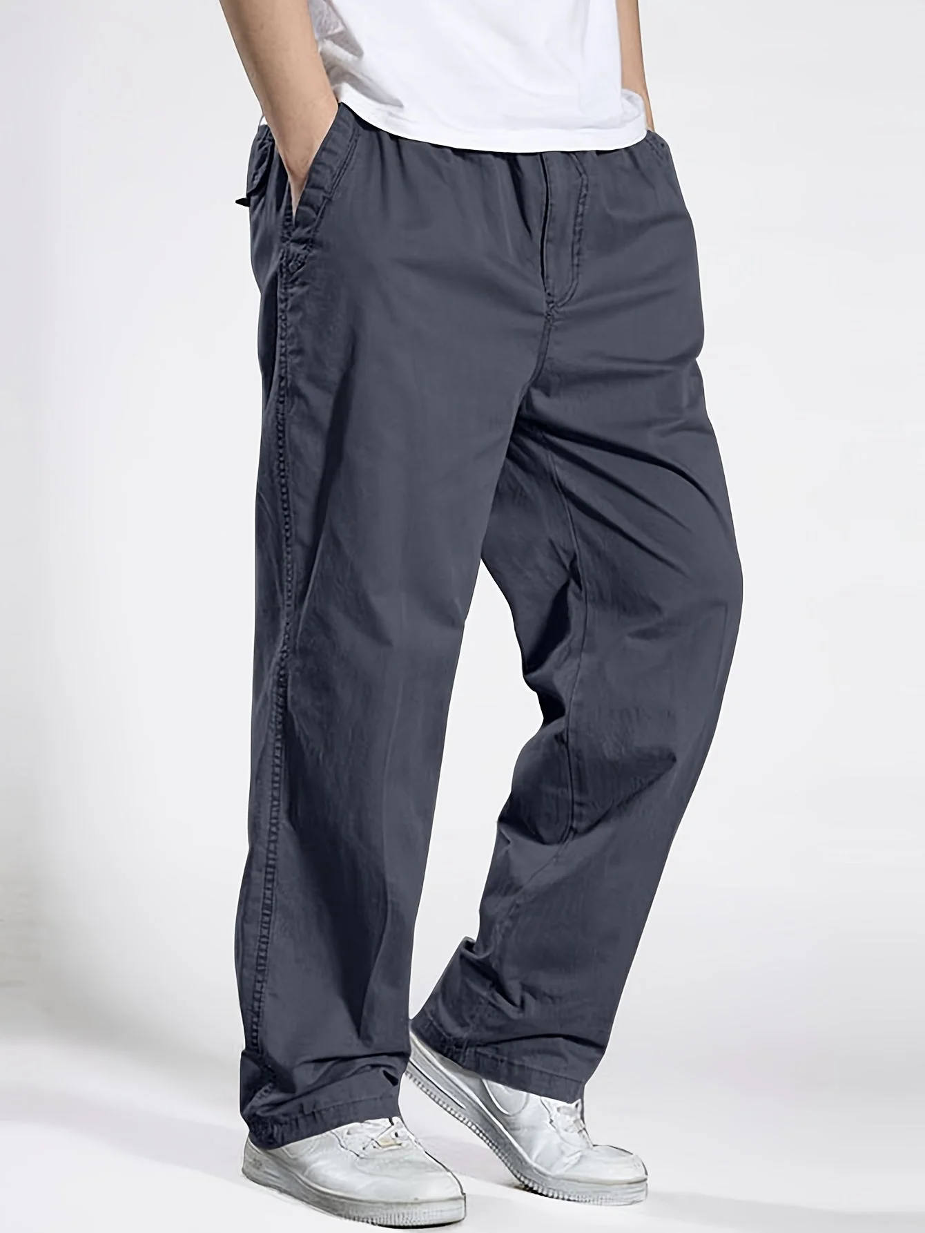 Pantalon décontracté à taille élastique homme, coupe ample, idéal pour loisirs et détente - Image 8