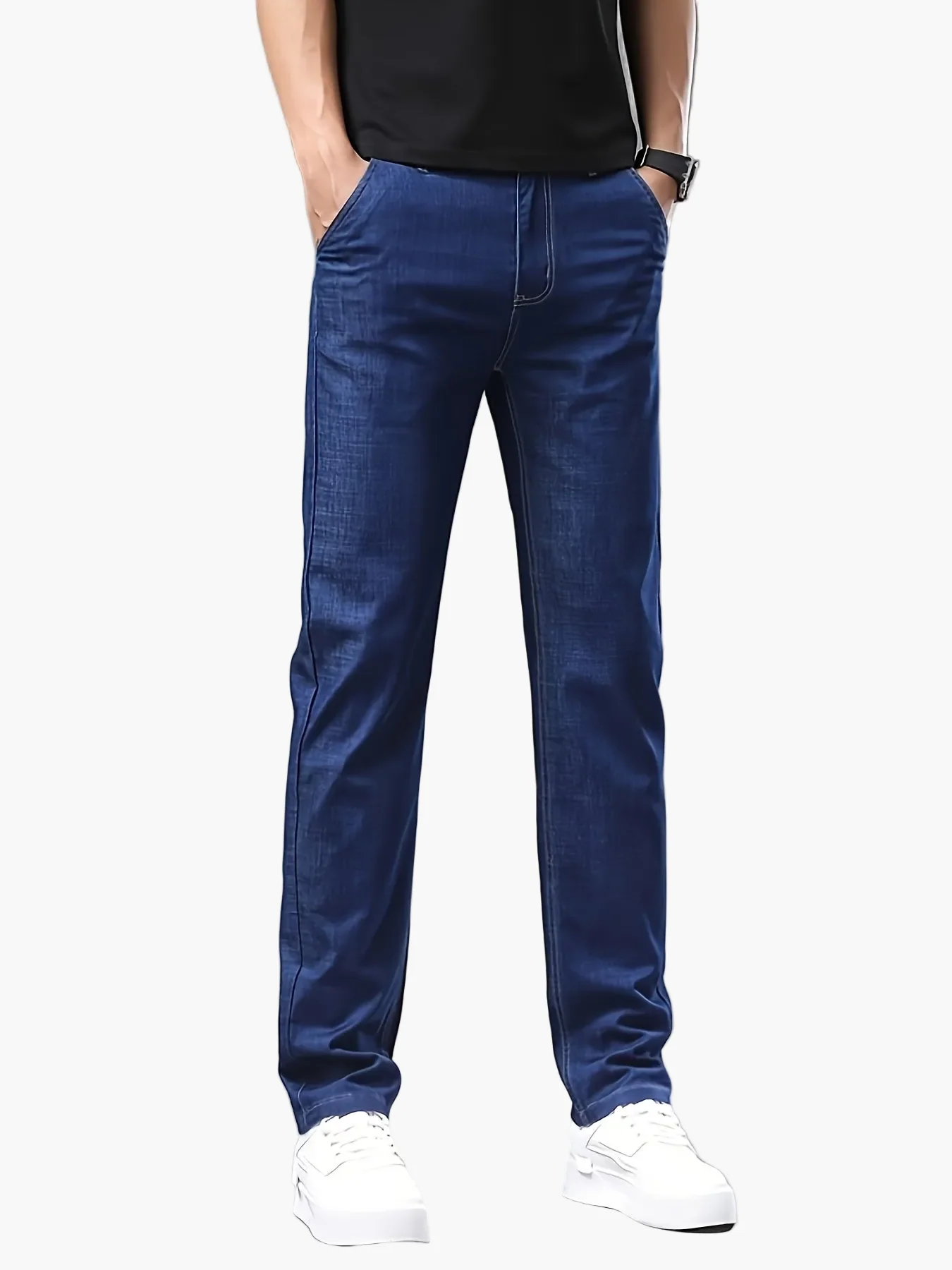 Pantalon jean homme style basique coupe droite idéal pour l'été - Image 10