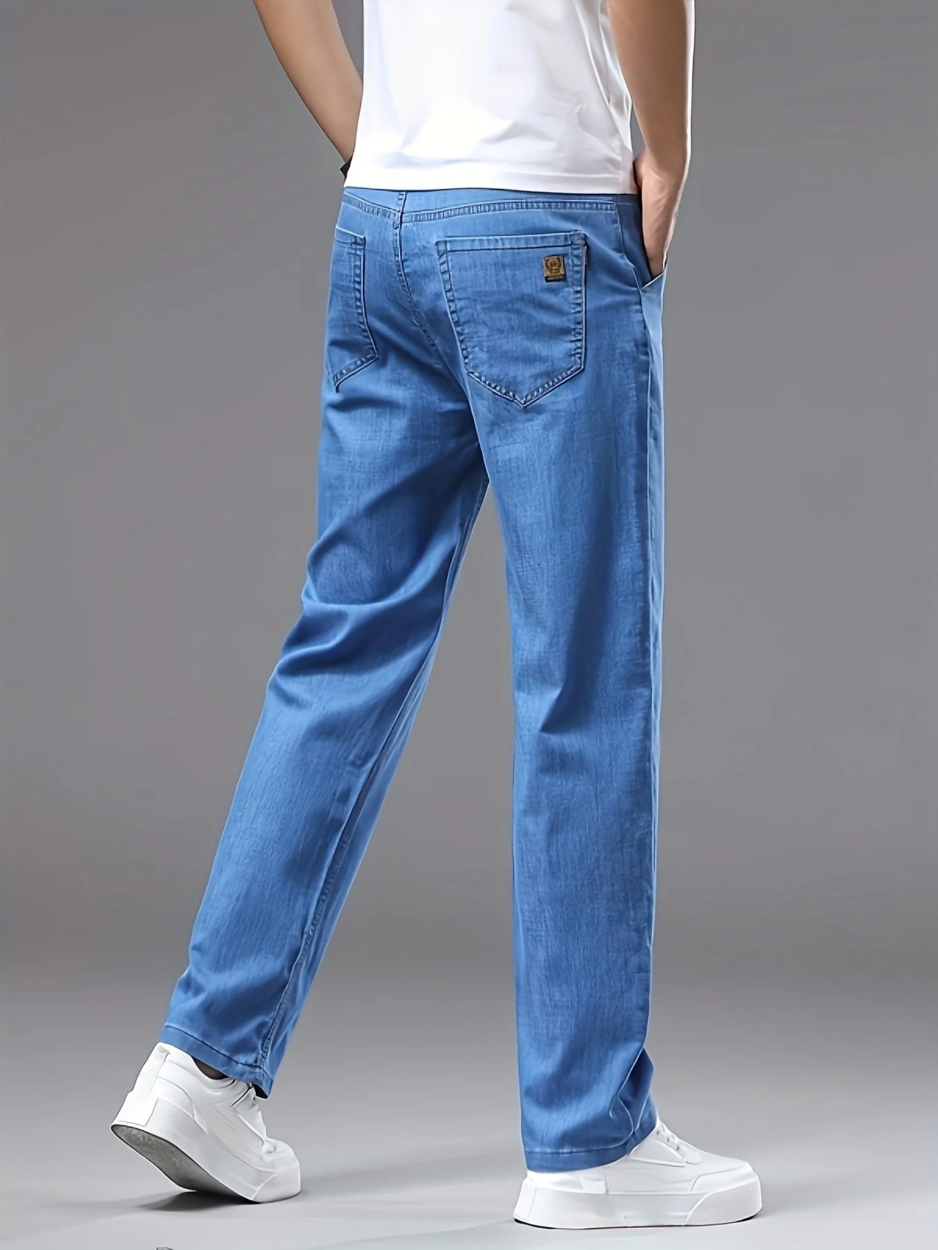 Pantalon jean homme style basique coupe droite idéal pour l'été - Image 3