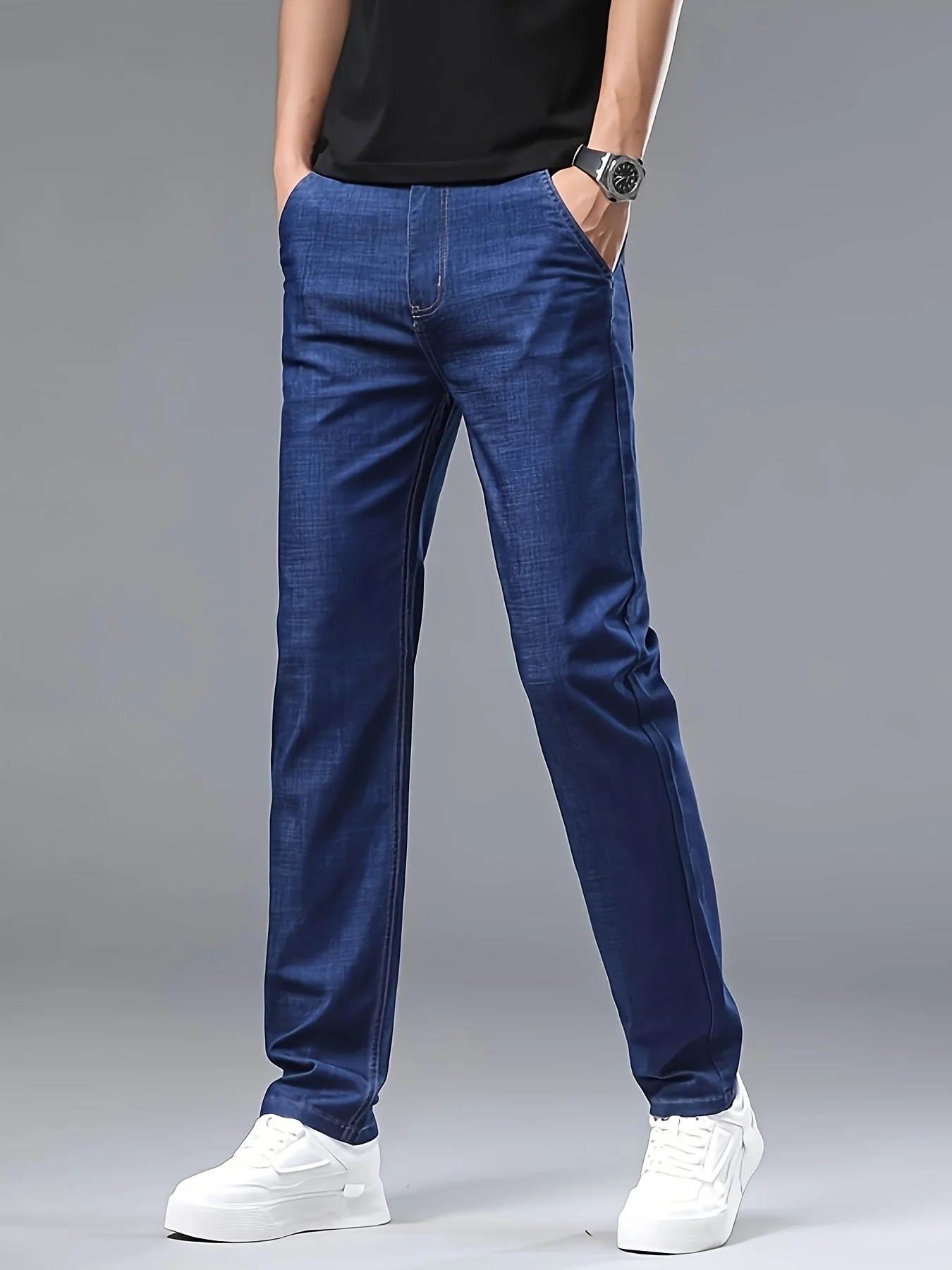 Pantalon jean homme style basique coupe droite idéal pour l'été - Image 6