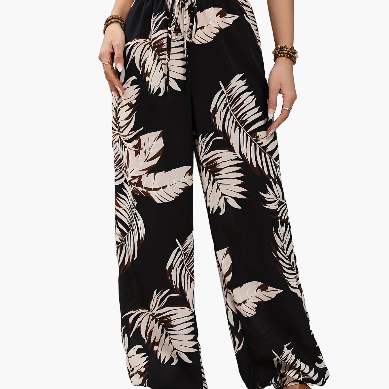 Pantalon jogger femme style vacances à imprimé feuilles pour le printemps/été - Image 8