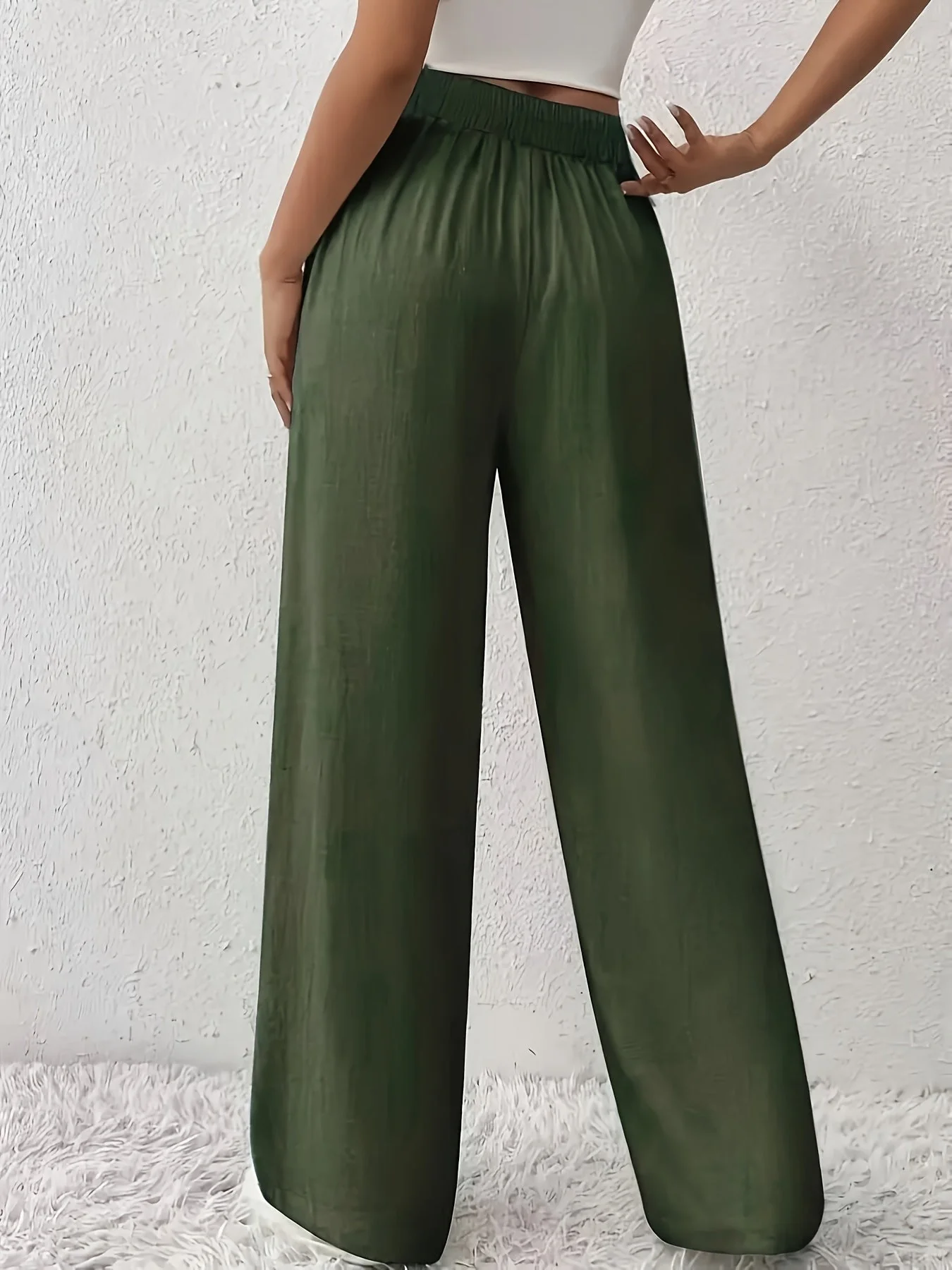 Pantalon large casual pour femme avec taille à cordon – Style détente et tendance - Image 10