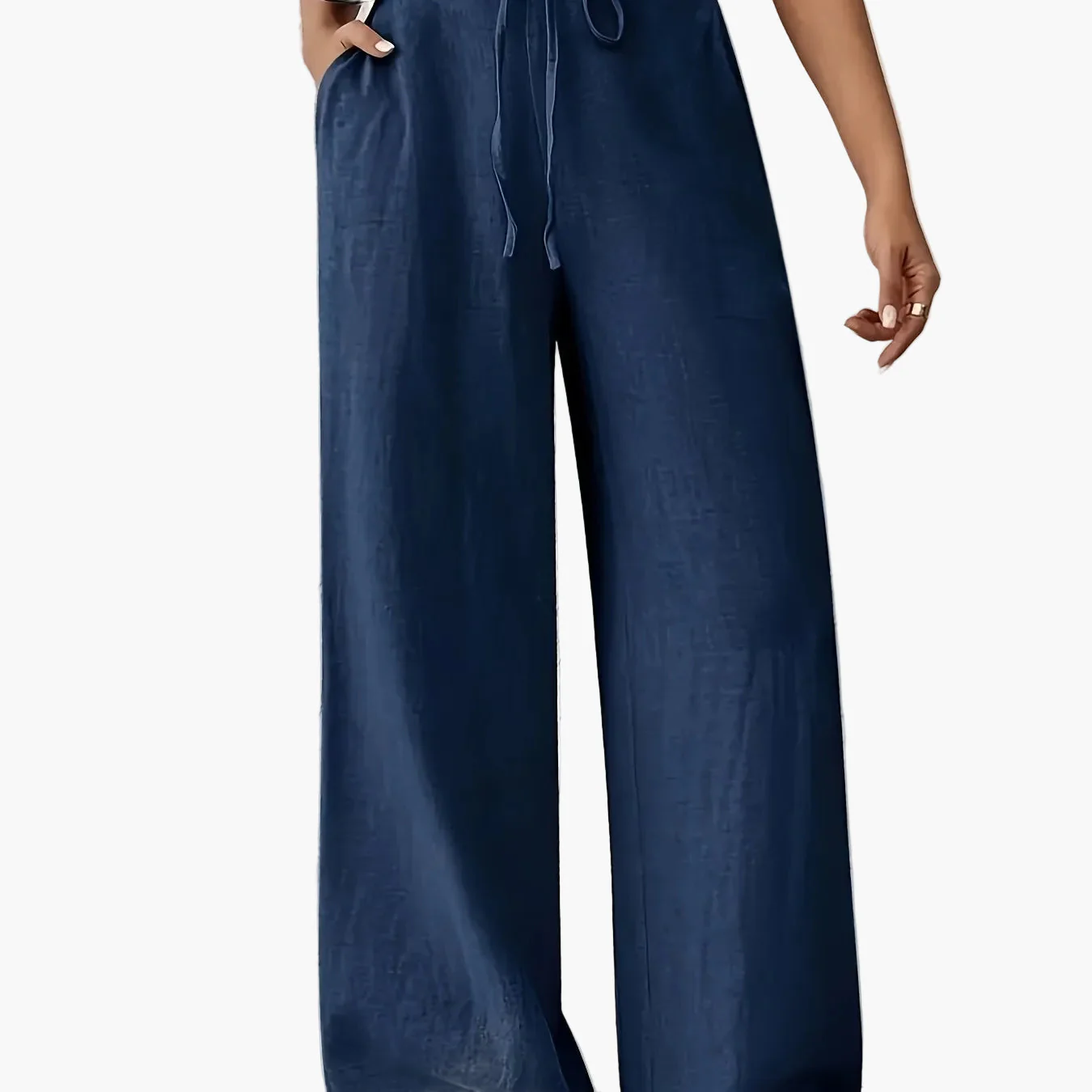 Pantalon large casual pour femme avec taille à cordon – Style détente et tendance - Image 12