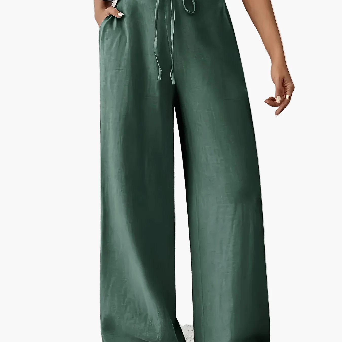 Pantalon large casual pour femme avec taille à cordon – Style détente et tendance - Image 13