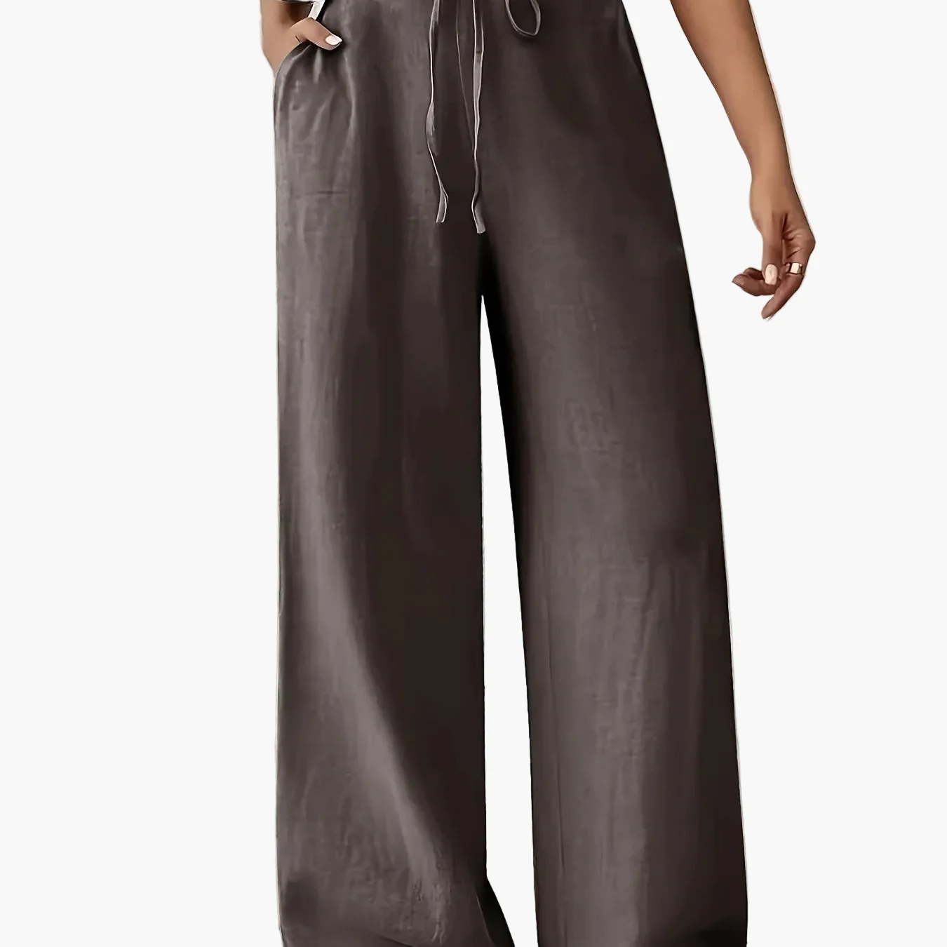 Pantalon large casual pour femme avec taille à cordon – Style détente et tendance - Image 14