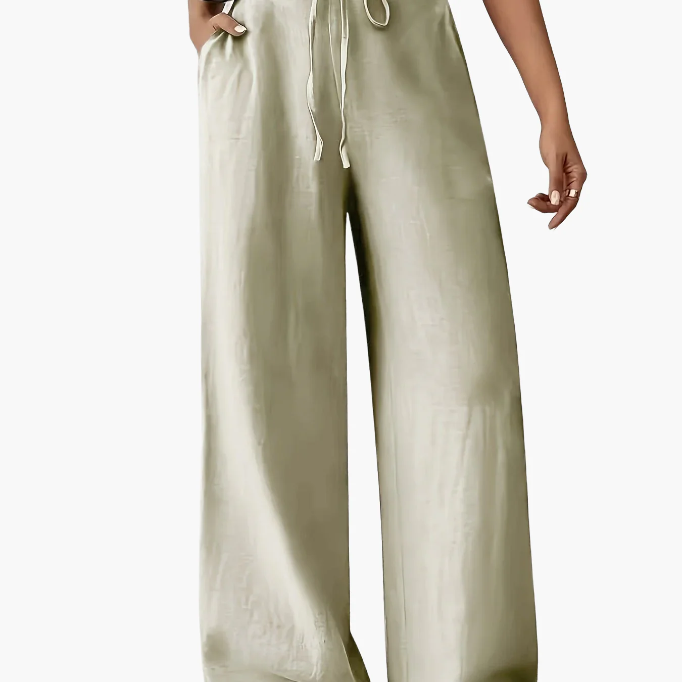 Pantalon large casual pour femme avec taille à cordon – Style détente et tendance - Image 15
