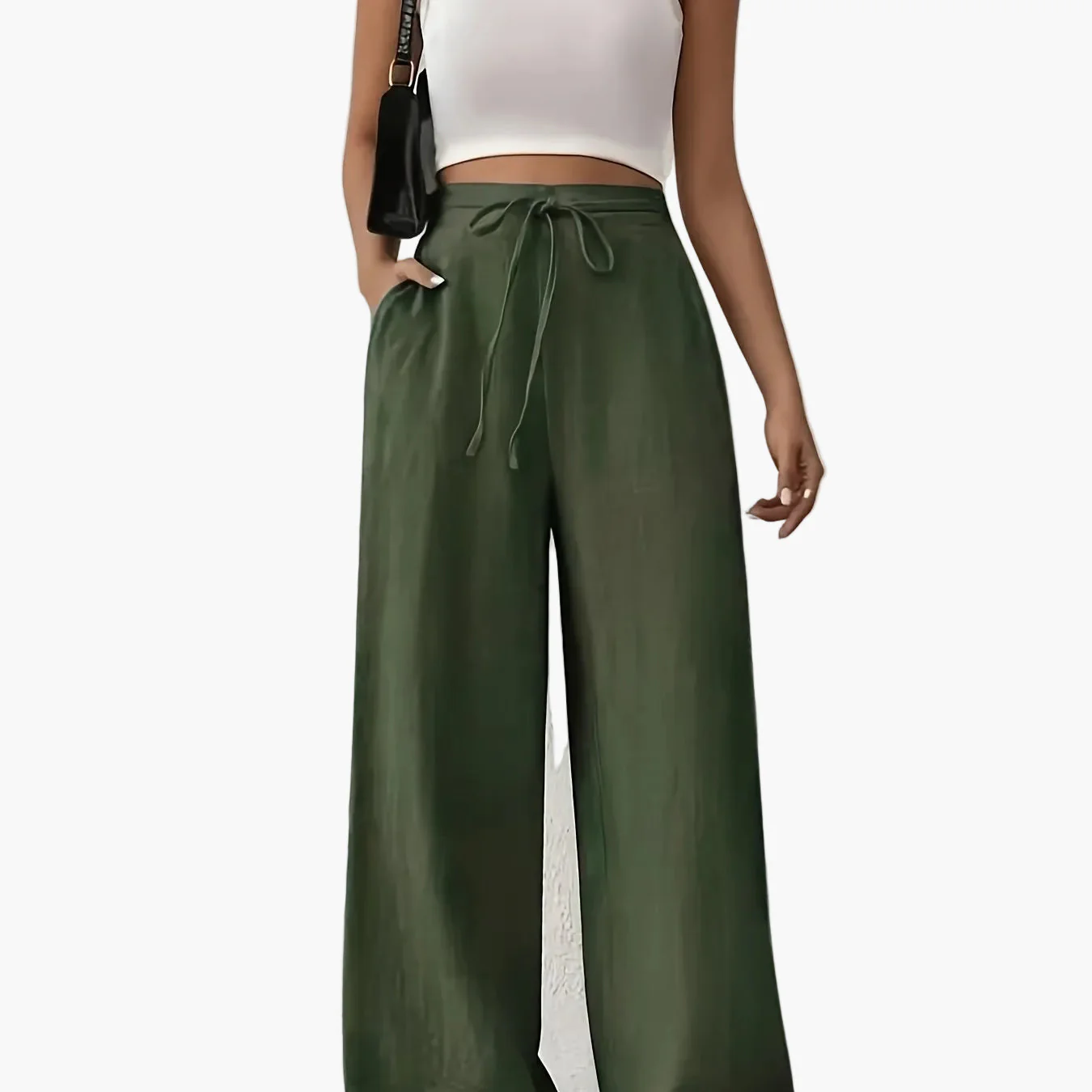 Pantalon large casual pour femme avec taille à cordon – Style détente et tendance - Image 16