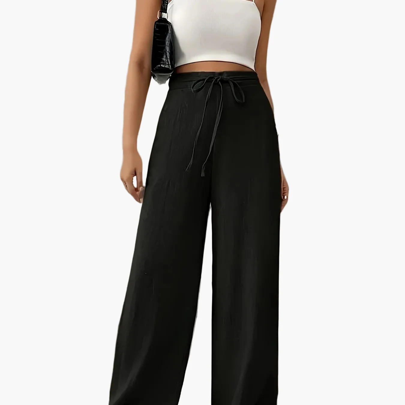 Pantalon large casual pour femme avec taille à cordon – Style détente et tendance - Image 17