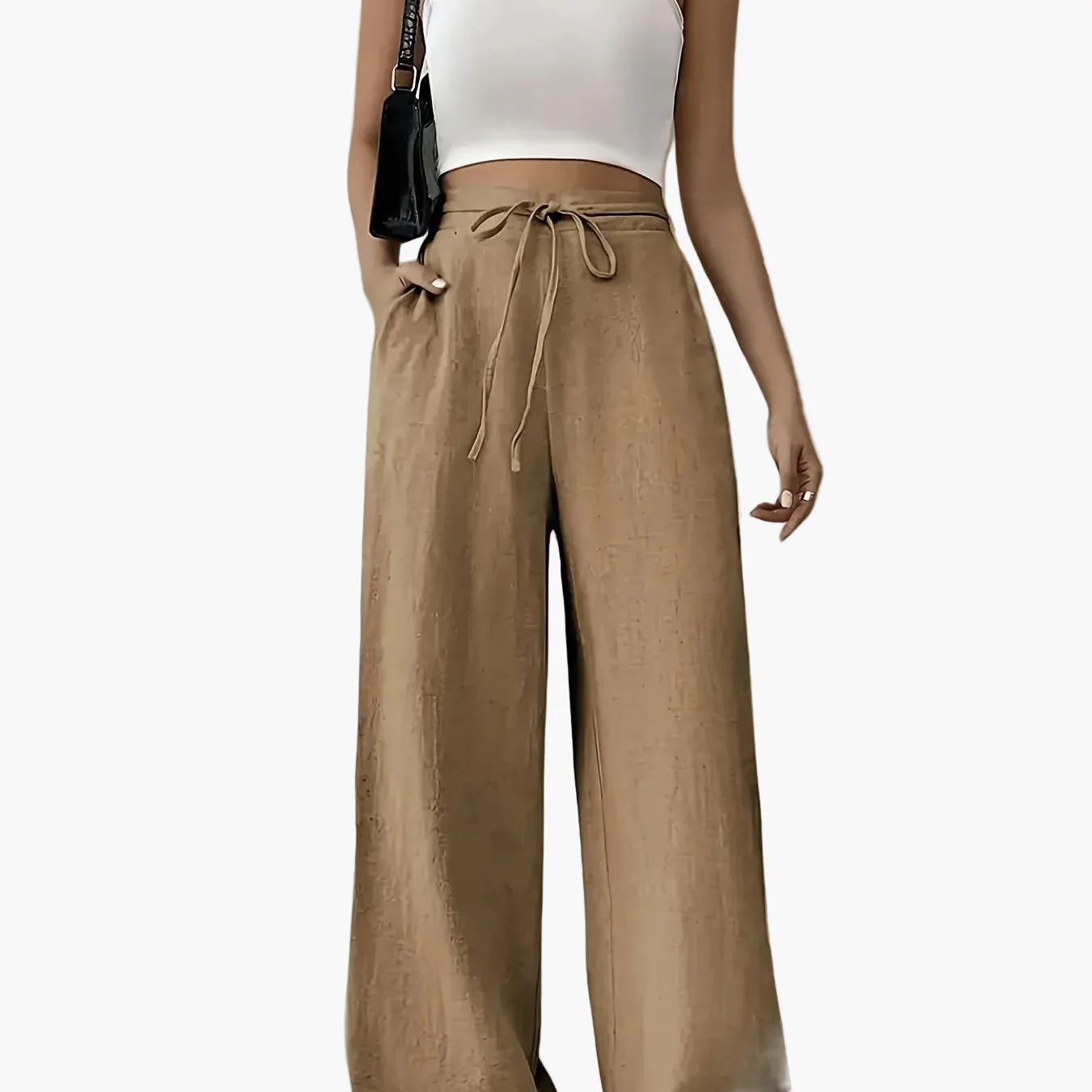Pantalon large casual pour femme avec taille à cordon – Style détente et tendance - Image 18
