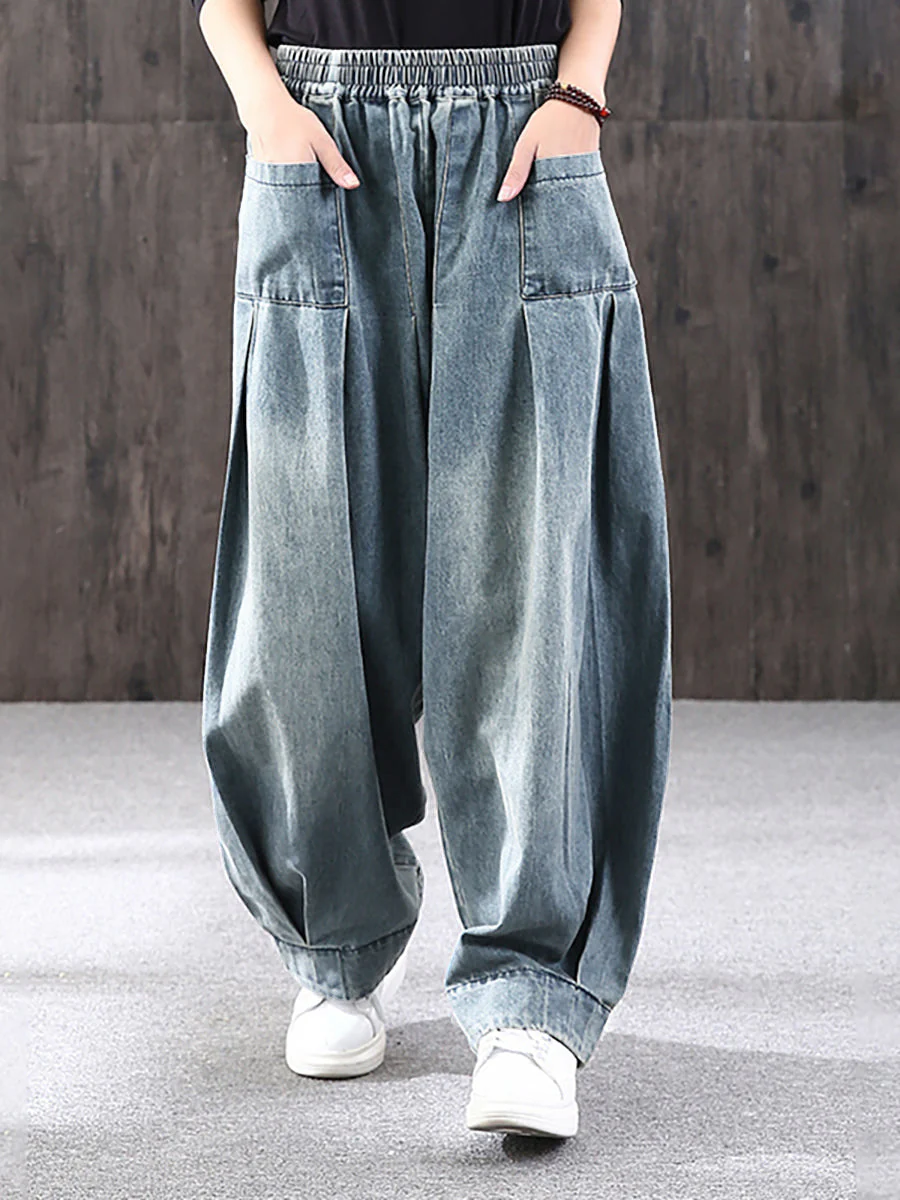 Pantalon large décontracté pour femme style streetwear avec poches, taille élastique, idéal pour un look urbain tendance - Image 5